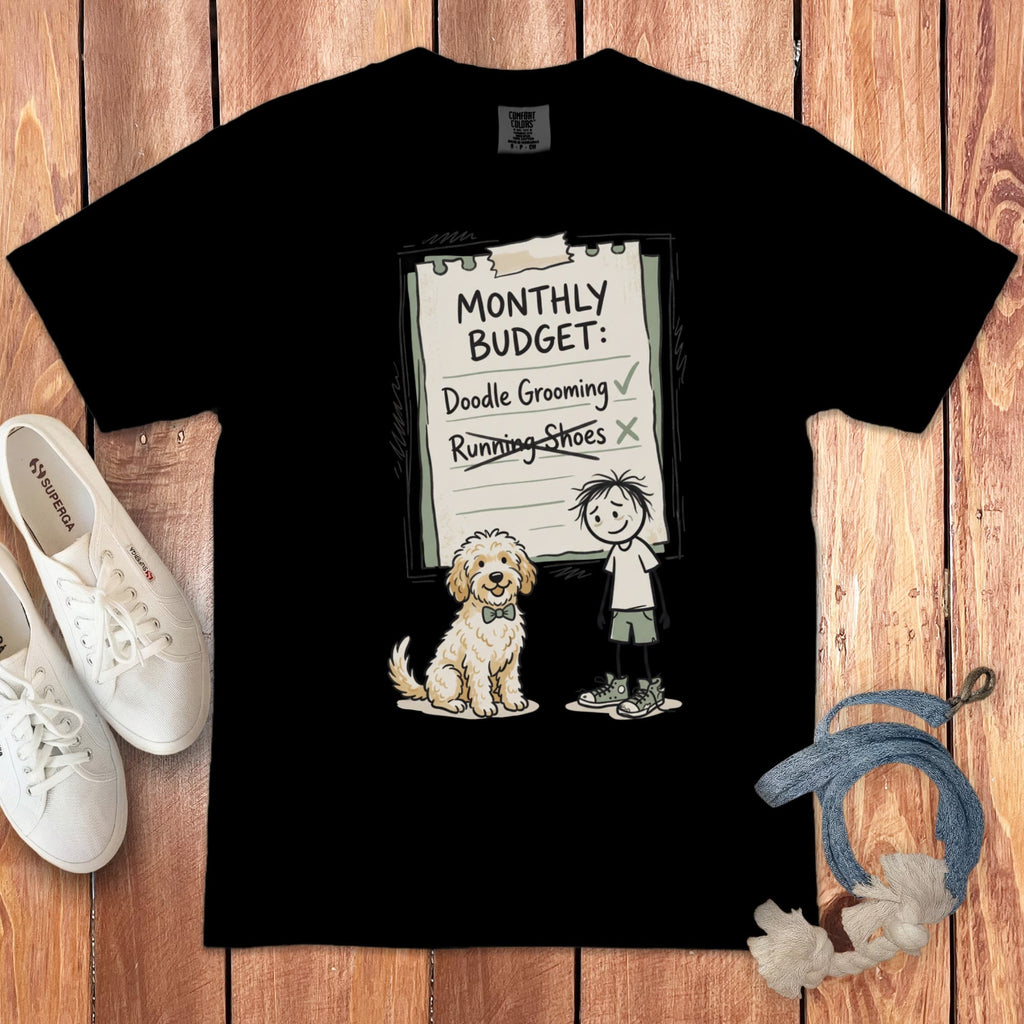 Doodle Grooming Budget Signature T-Shirt in S / Black by Puppy Jo