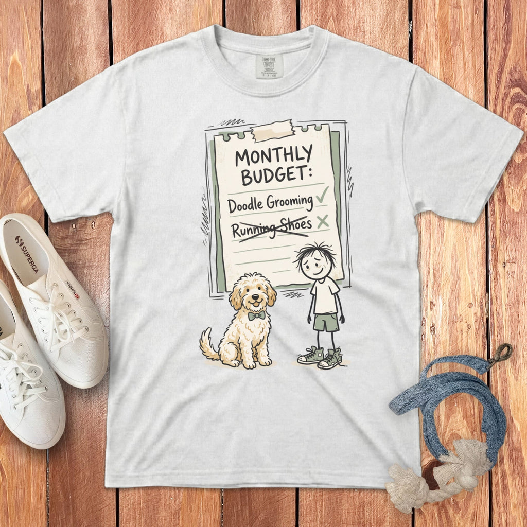 Doodle Grooming Budget Signature T-Shirt in S / White by Puppy Jo