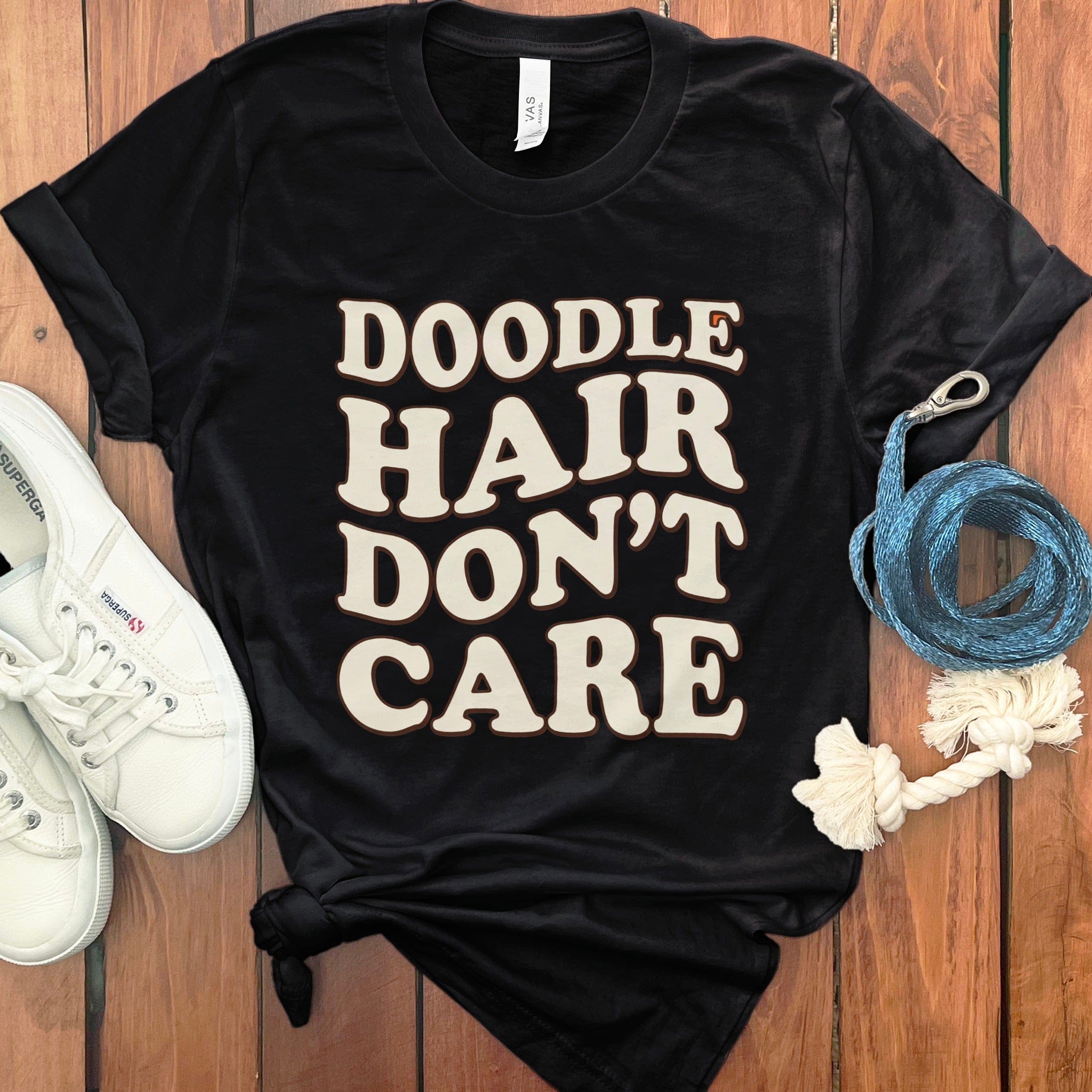 Doodle Hair Dont Care T-Shirt in Black / S by Puppy Jo