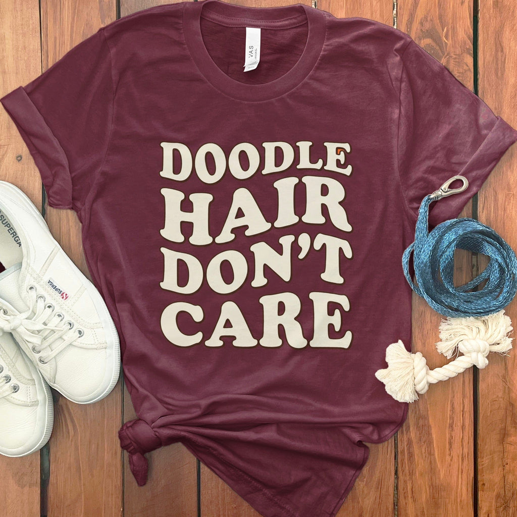 Doodle Hair Dont Care T-Shirt in Maroon / S by Puppy Jo