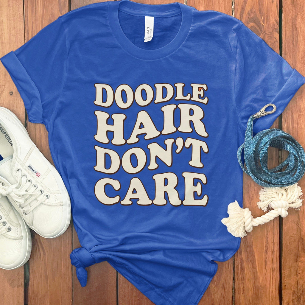 Doodle Hair Dont Care T-Shirt in True Royal / S by Puppy Jo