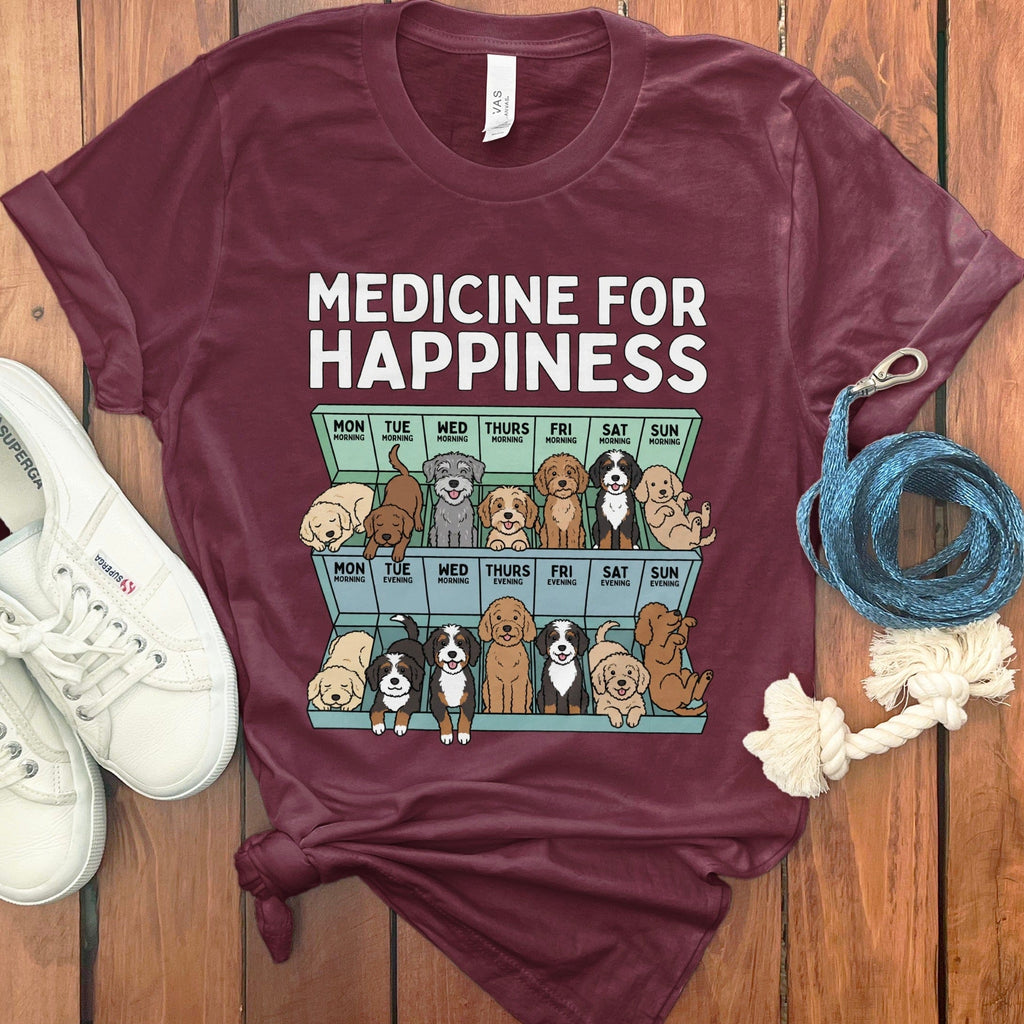 Doodle Happiness T-Shirt in Maroon / S by Puppy Jo