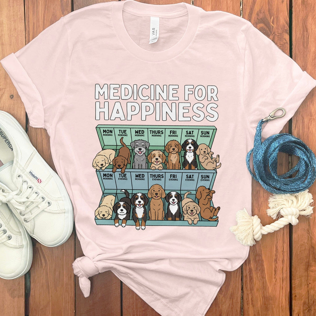 Doodle Happiness T-Shirt in Soft Pink / S by Puppy Jo