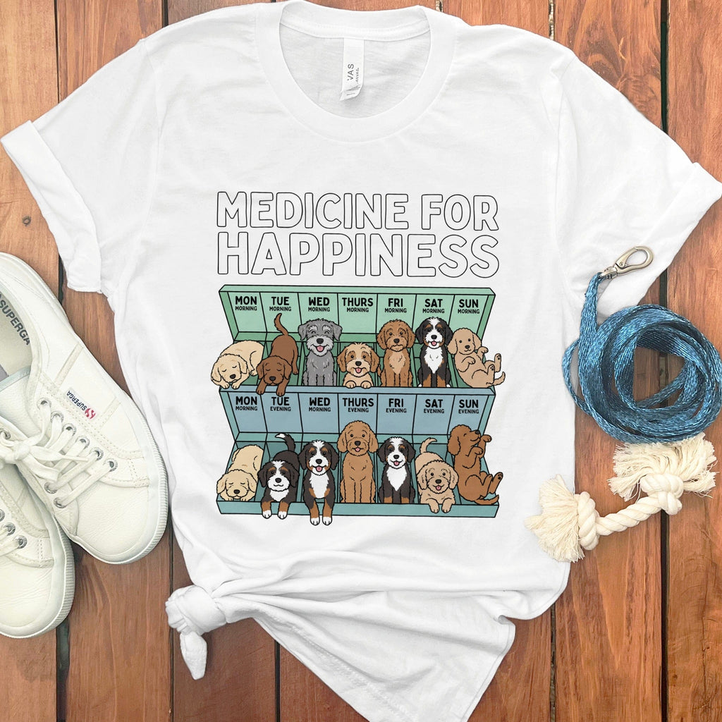 Doodle Happiness T-Shirt in White / S by Puppy Jo
