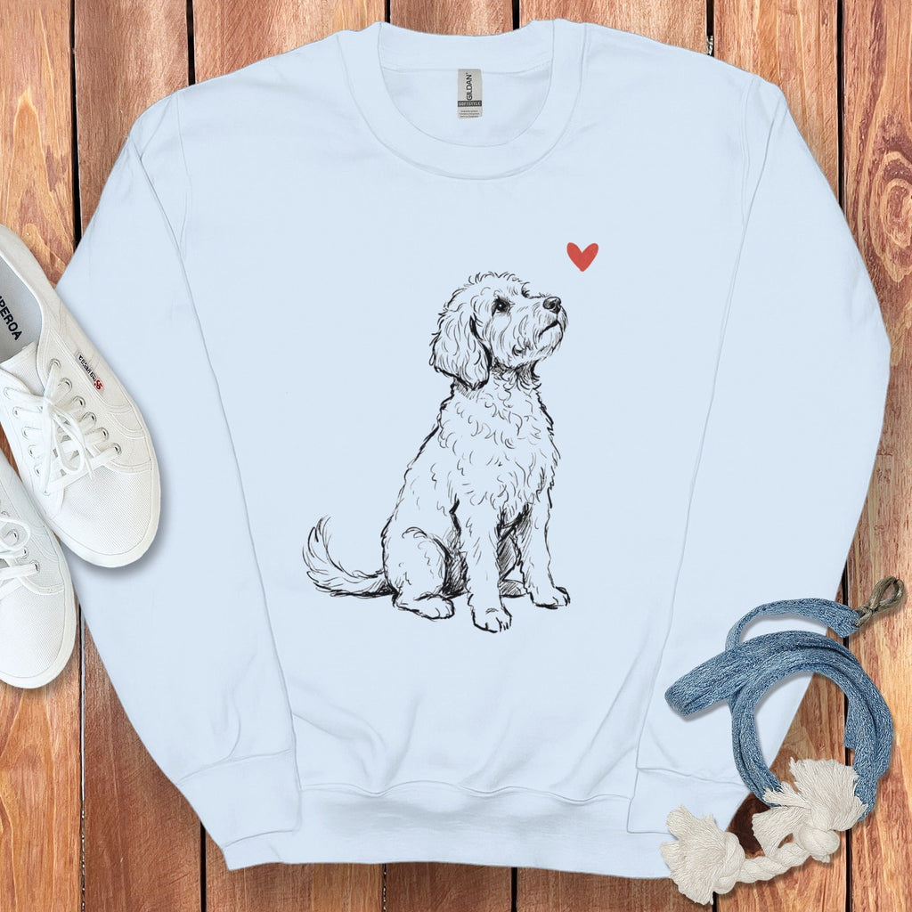Doodle Heart Sketch Sweatshirt in Light Blue / S by Puppy Jo