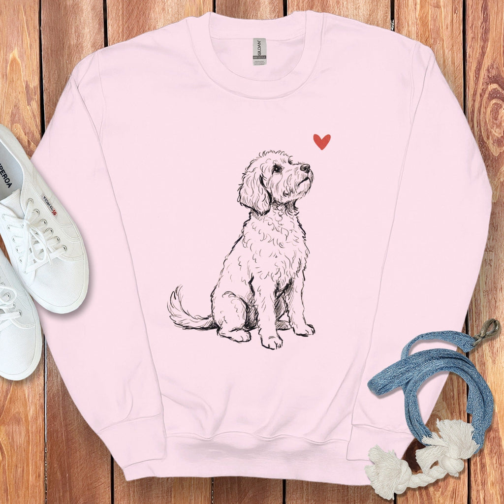 Doodle Heart Sketch Sweatshirt in Light Pink / S by Puppy Jo