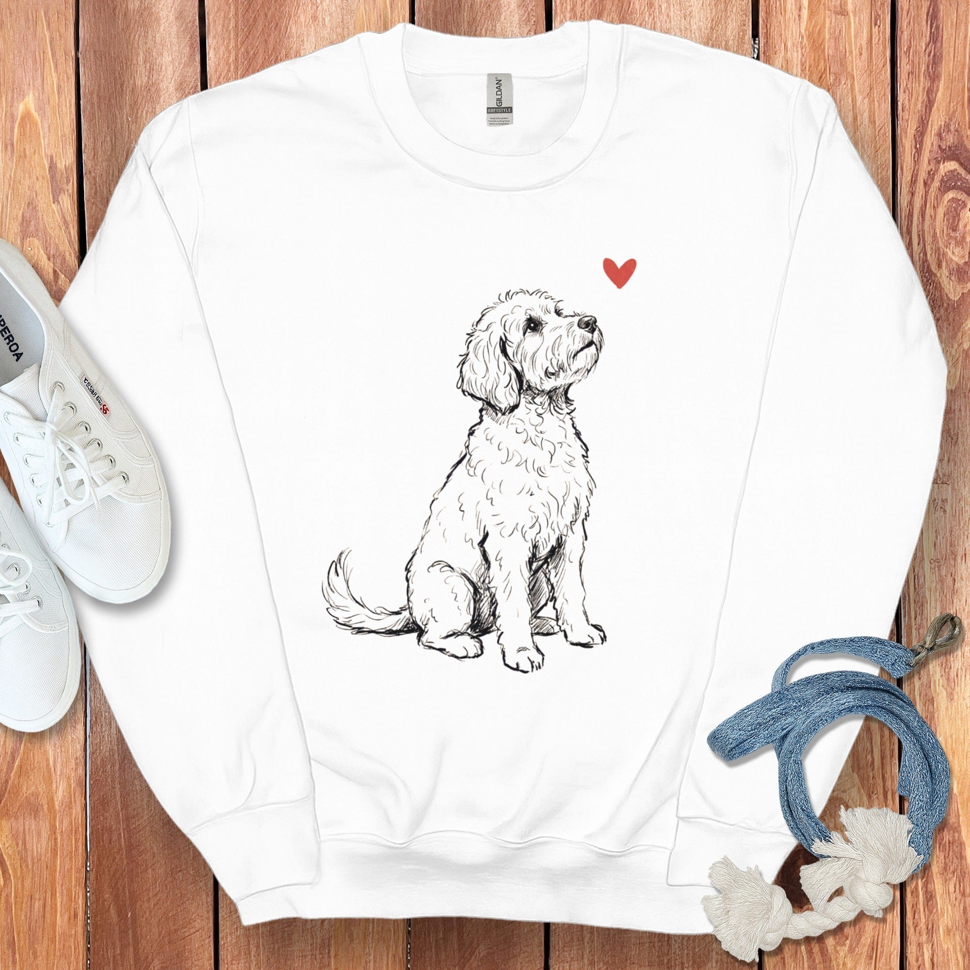 Doodle Heart Sketch Sweatshirt in White / S by Puppy Jo