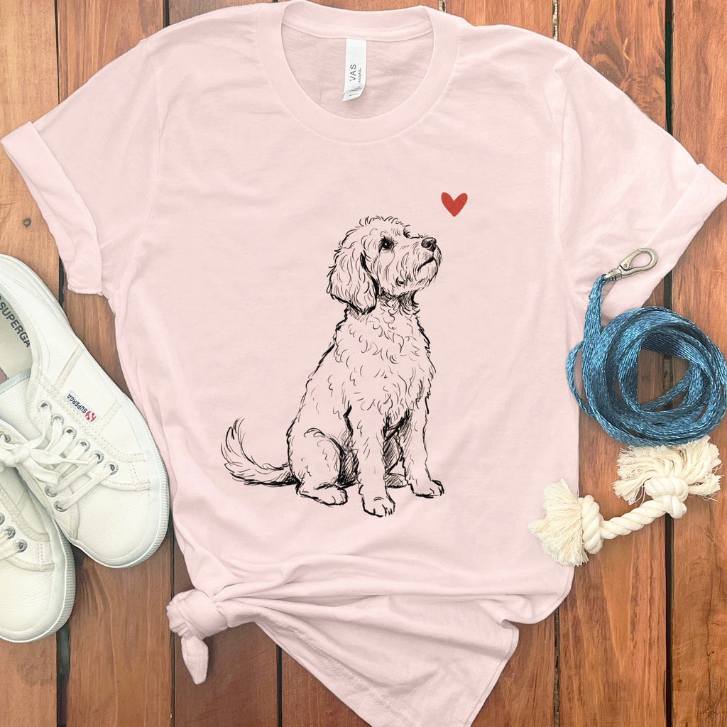 Doodle Heart Sketch T-Shirt in Soft Pink / S by Puppy Jo