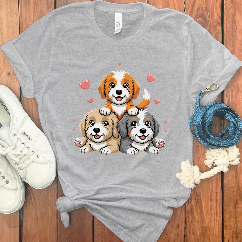 Doodle Hearts T-Shirt in Athletic Heather / S by Puppy Jo