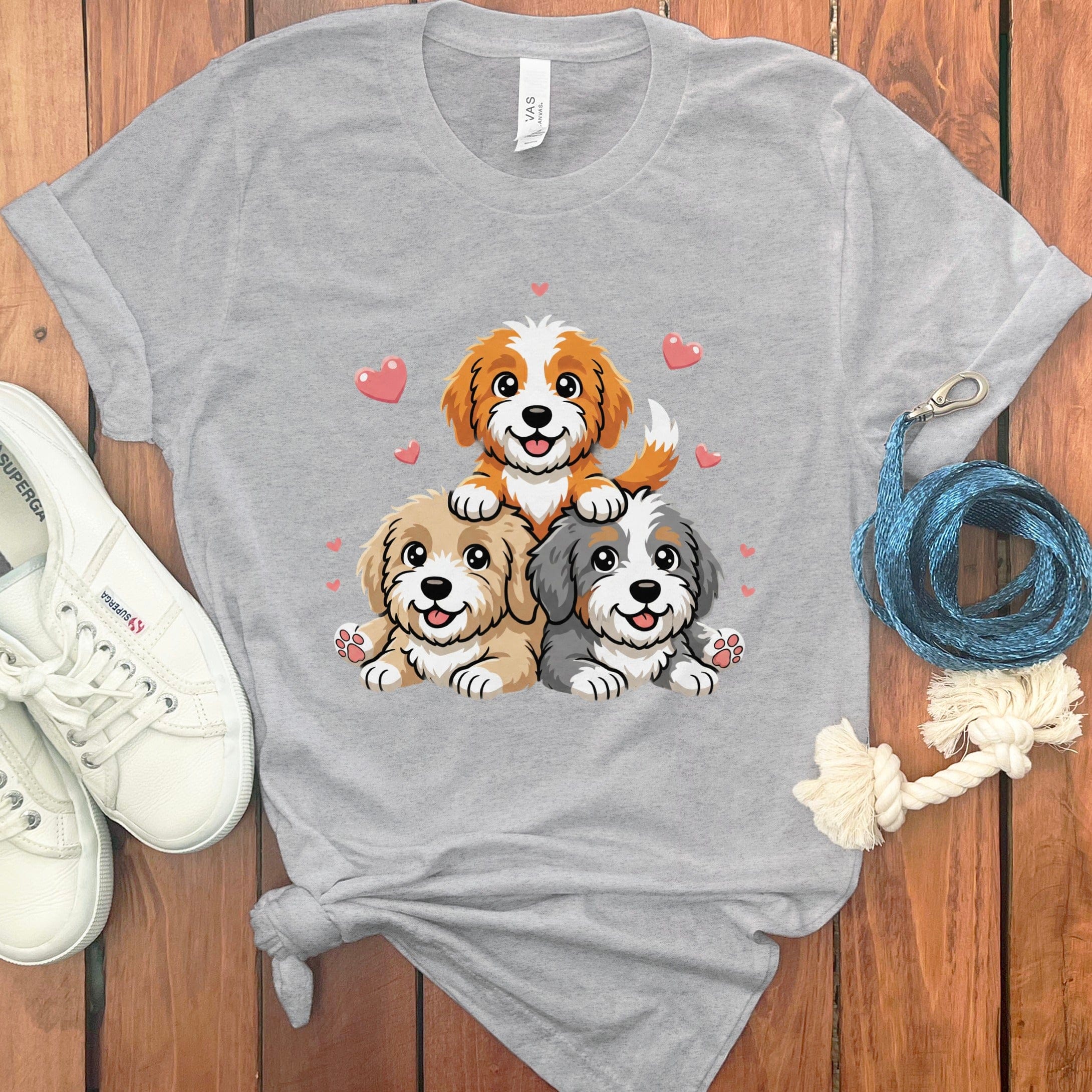 Doodle Hearts T-Shirt in Athletic Heather / S by Puppy Jo