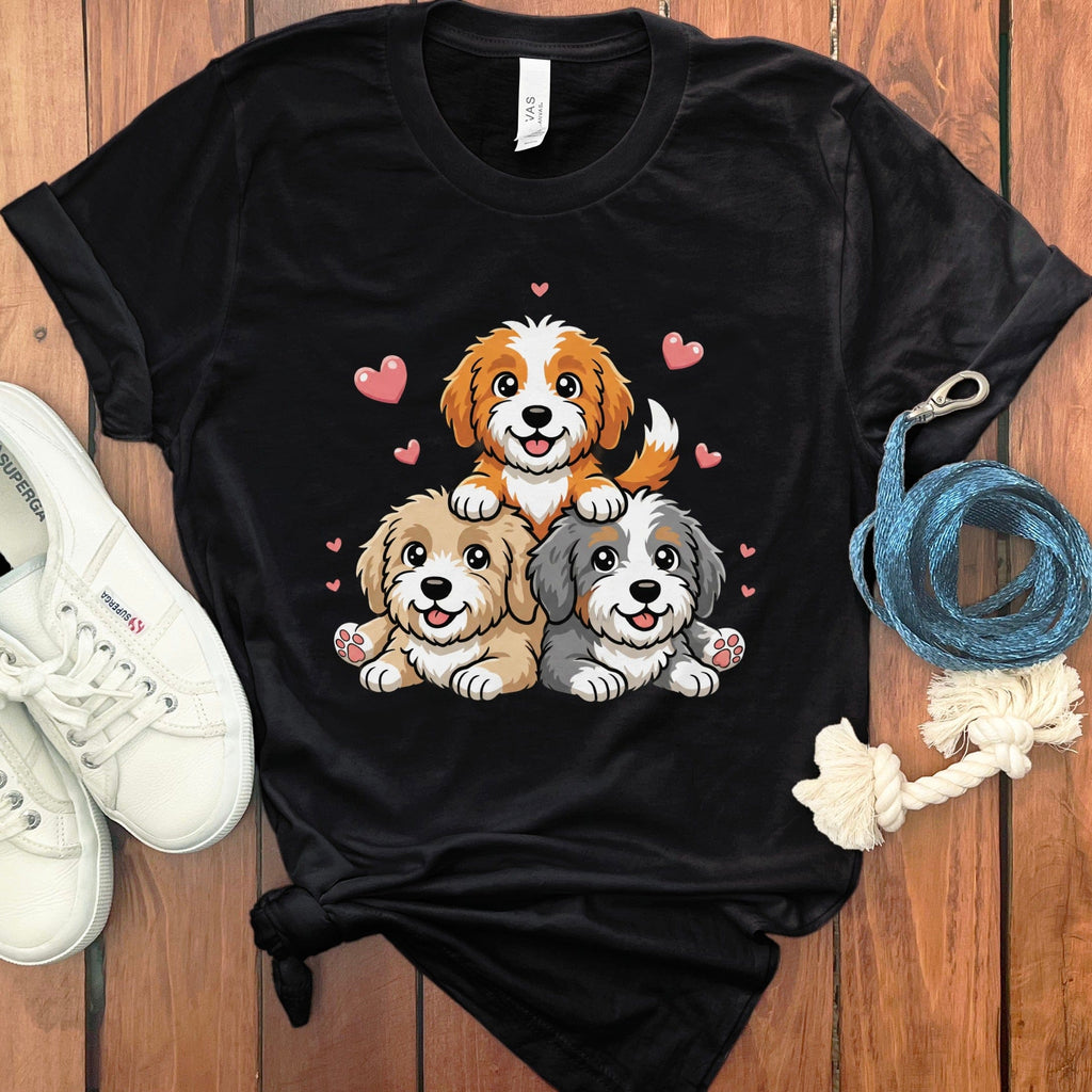 Doodle Hearts T-Shirt in Black / S by Puppy Jo