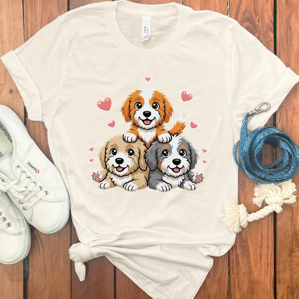 Doodle Hearts T-Shirt in Natural / S by Puppy Jo