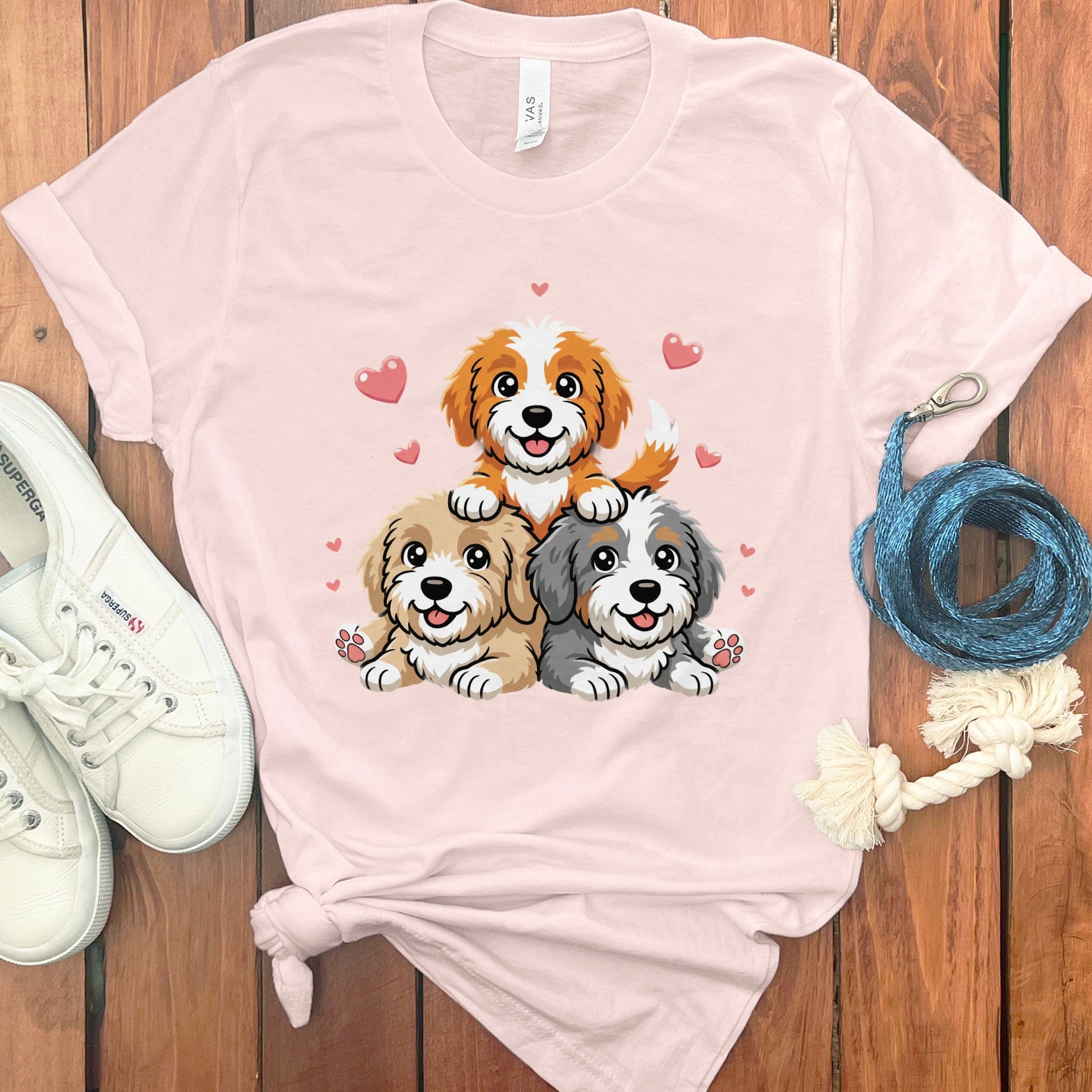 Doodle Hearts T-Shirt in Soft Pink / S by Puppy Jo
