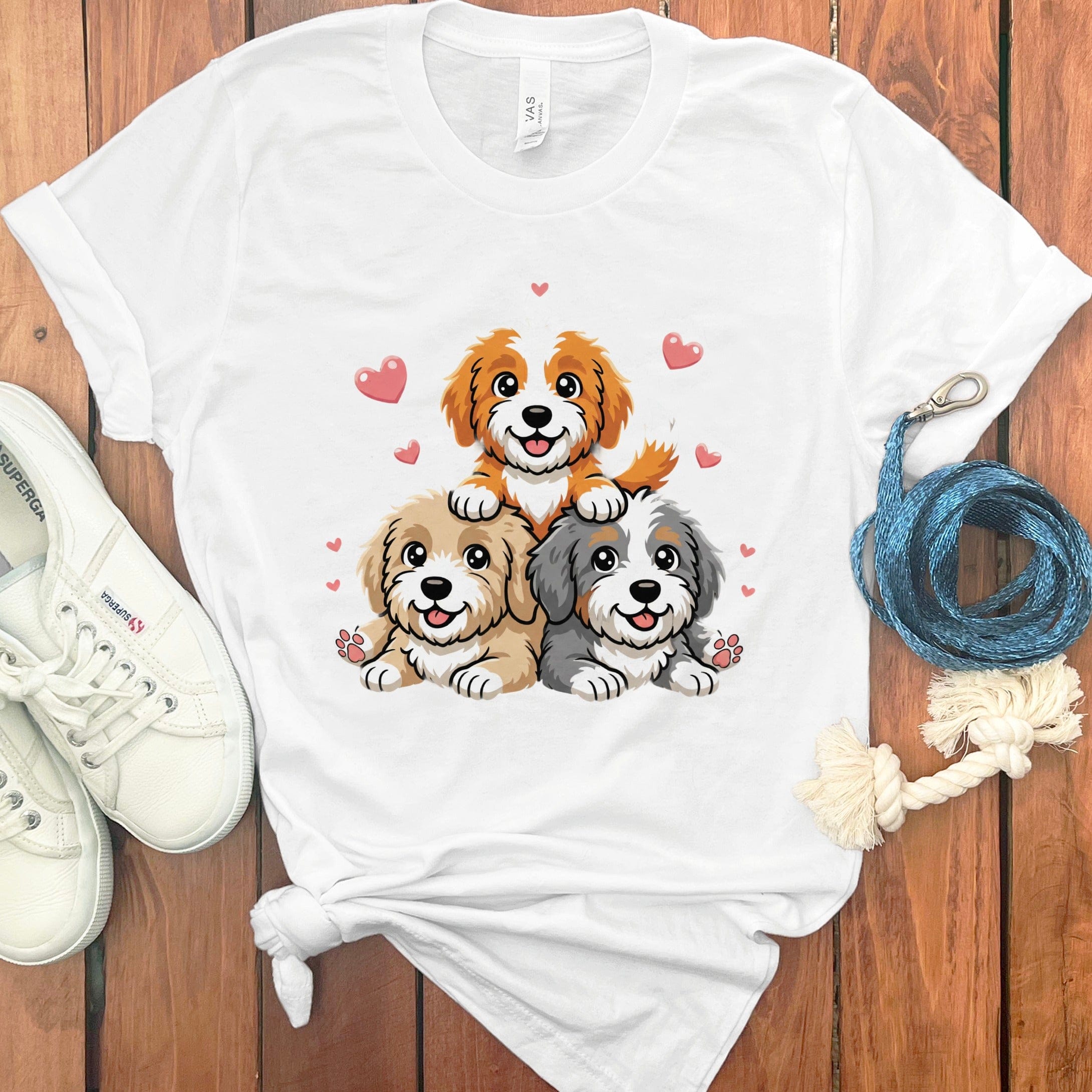 Doodle Hearts T-Shirt in White / S by Puppy Jo