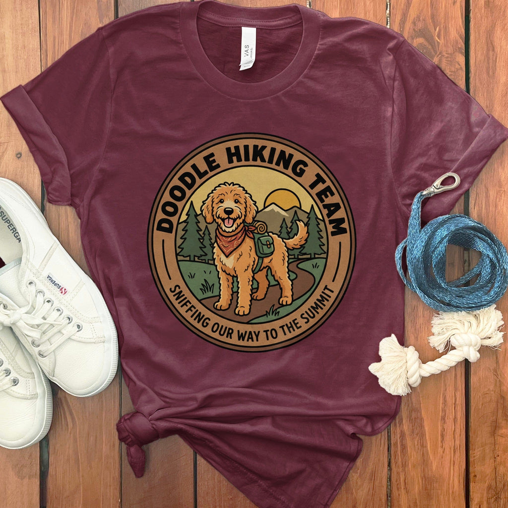 Doodle Hiking Team T-Shirt in Maroon / S by Puppy Jo