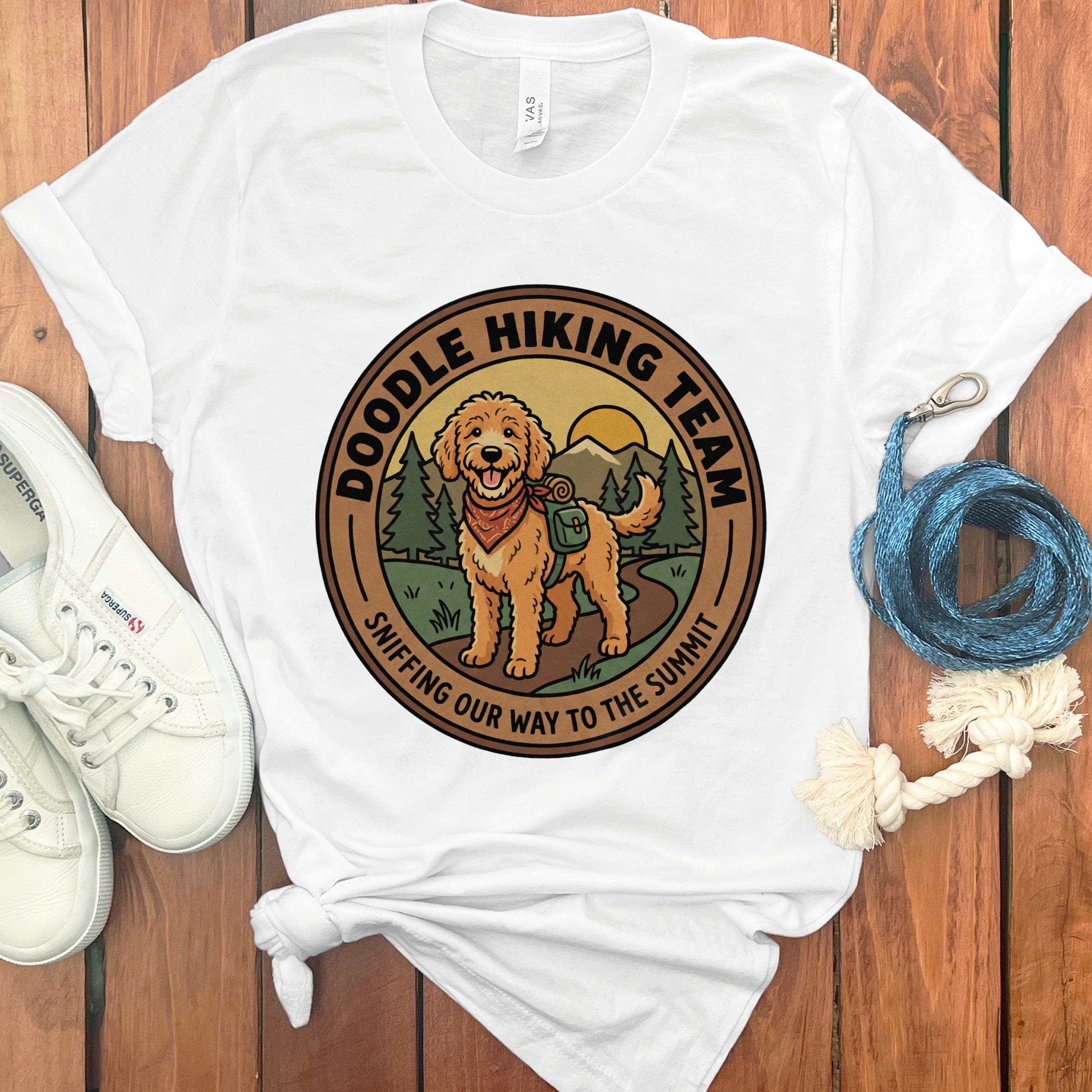 Doodle Hiking Team T-Shirt in White / S by Puppy Jo