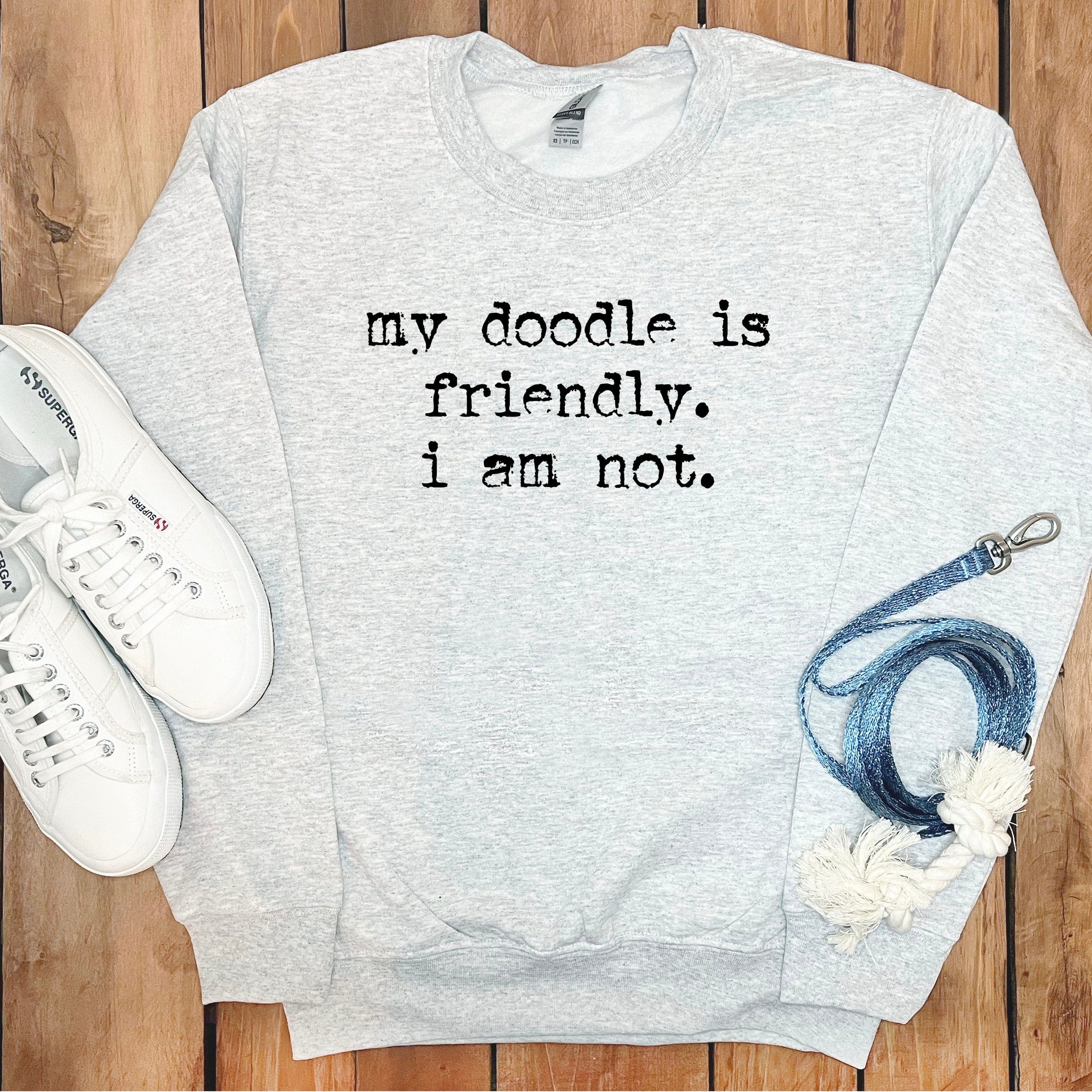Doodle is Friendly Sweatshirt in Ash / S by Puppy Jo