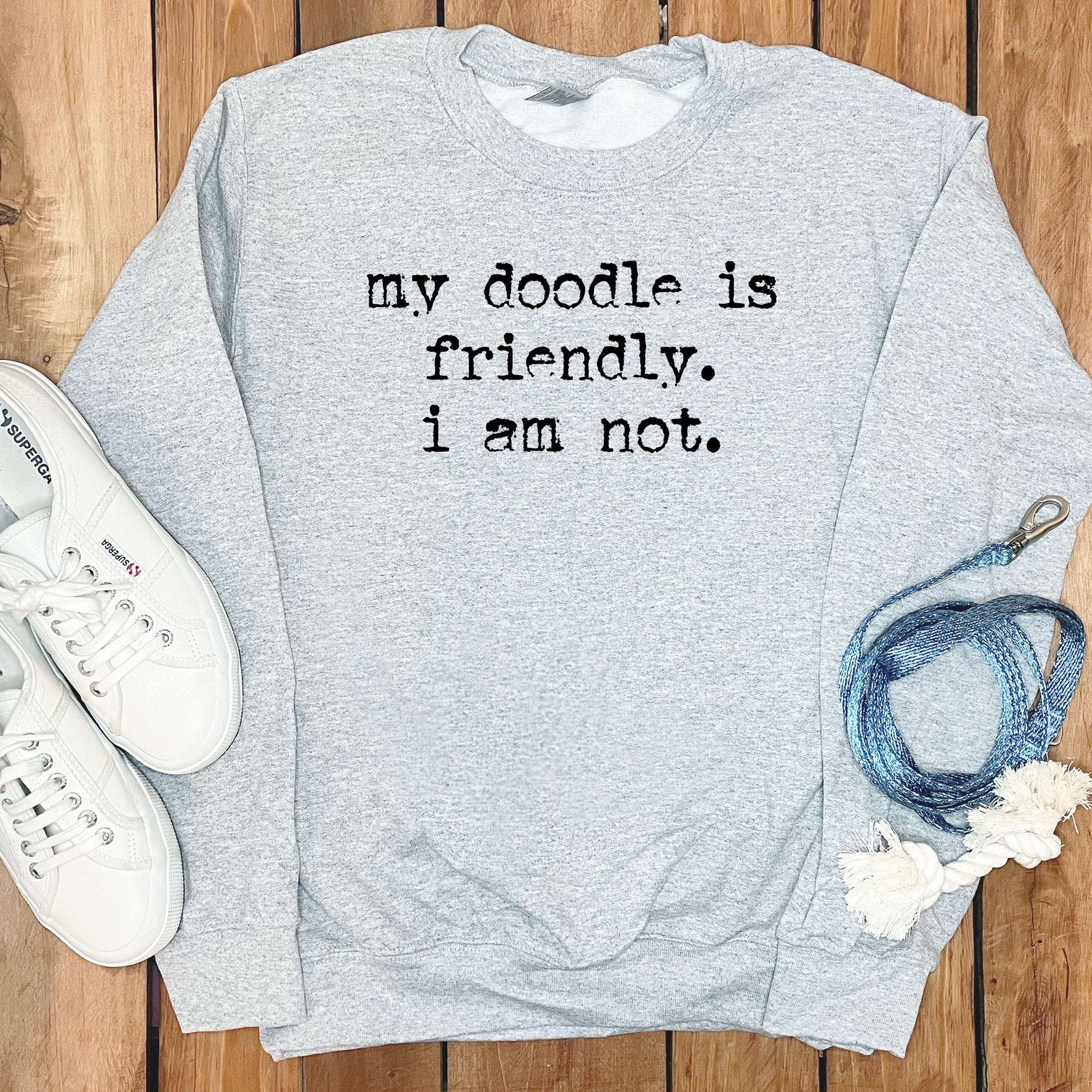 Doodle is Friendly Sweatshirt in Sport Grey / S by Puppy Jo