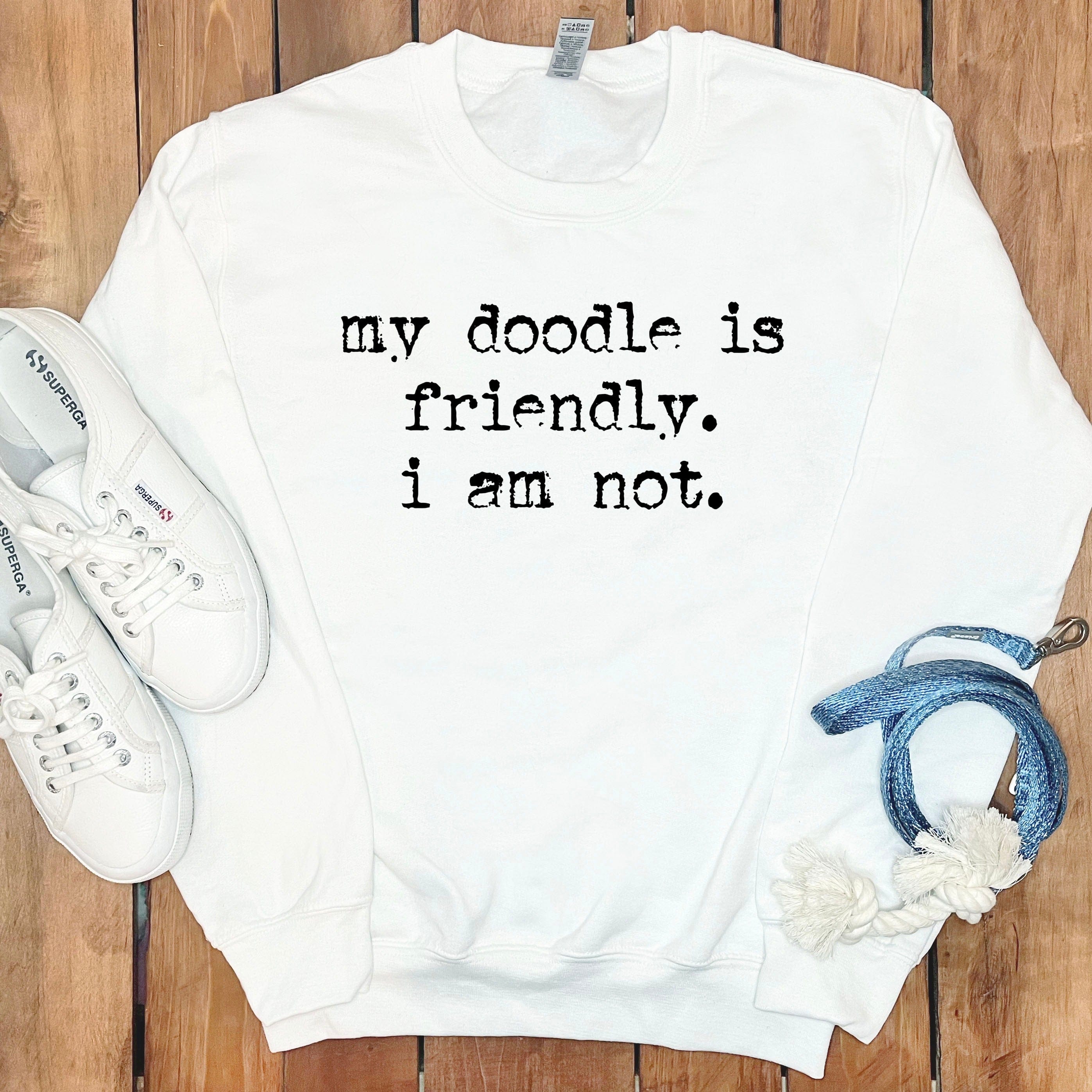 Doodle is Friendly Sweatshirt in White / S by Puppy Jo