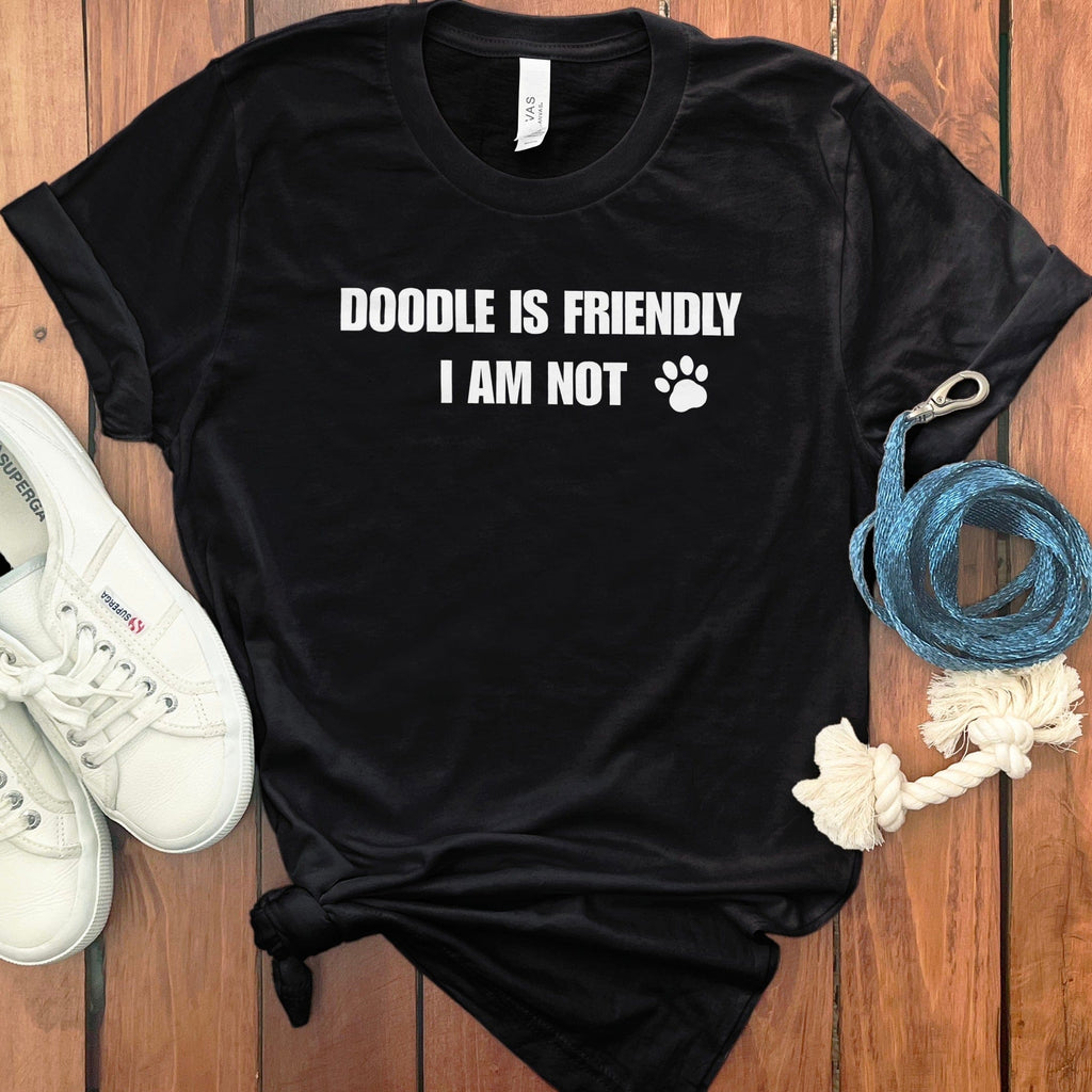 Doodle is Friendly T-Shirt in Black / S by Puppy Jo