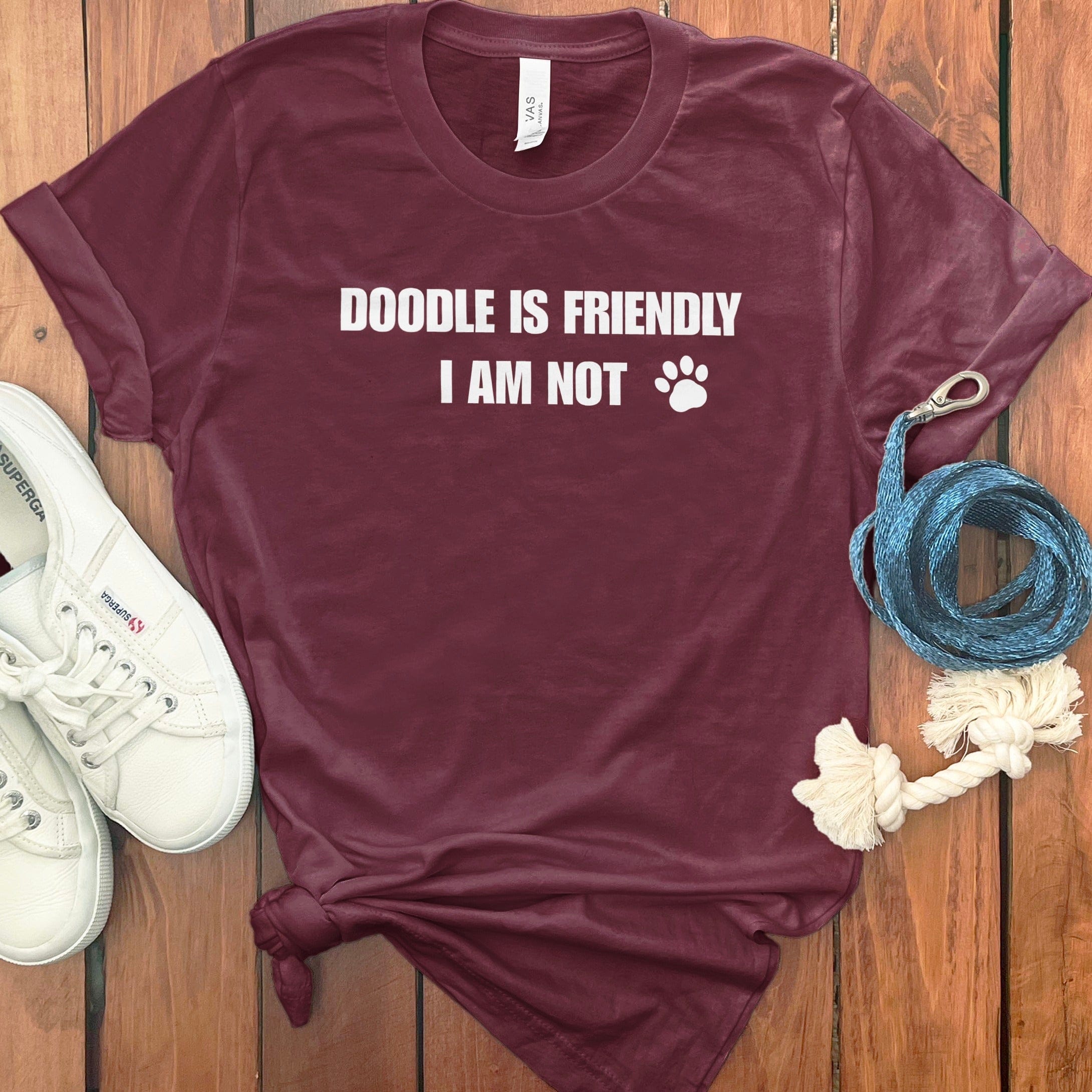 Doodle is Friendly T-Shirt in Maroon / S by Puppy Jo