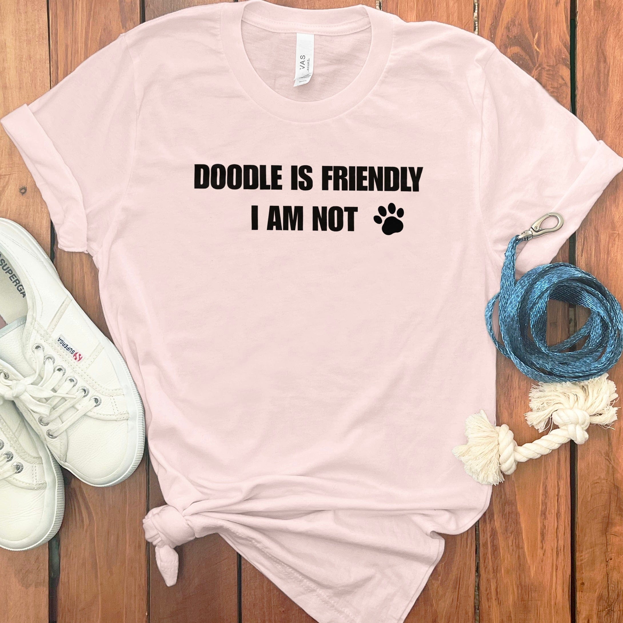 Doodle is Friendly T-Shirt in Soft Pink / S by Puppy Jo