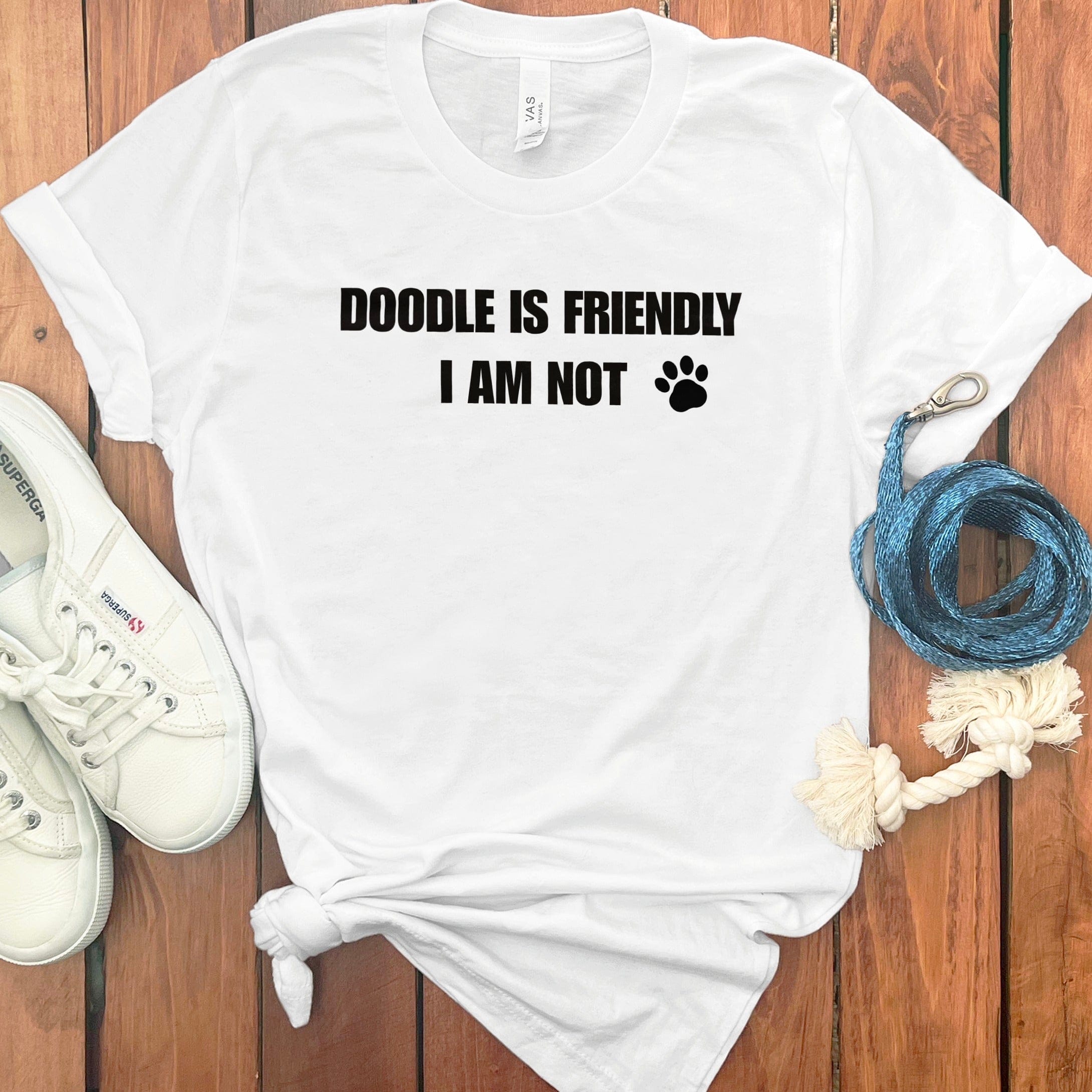 Doodle is Friendly T-Shirt in White / S by Puppy Jo