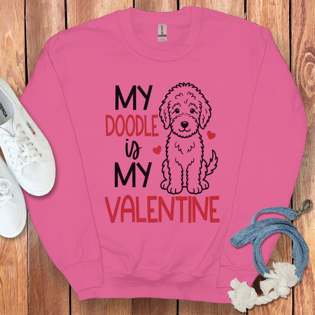 Doodle Is My Valentine Sweatshirt in Heliconia / S by Puppy Jo