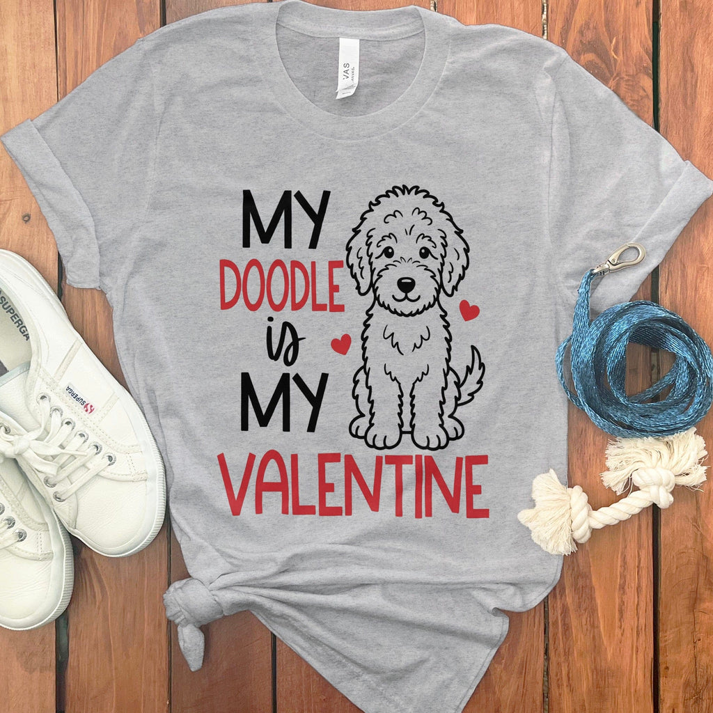 Doodle Is My Valentine T-Shirt in Athletic Heather / S by Puppy Jo