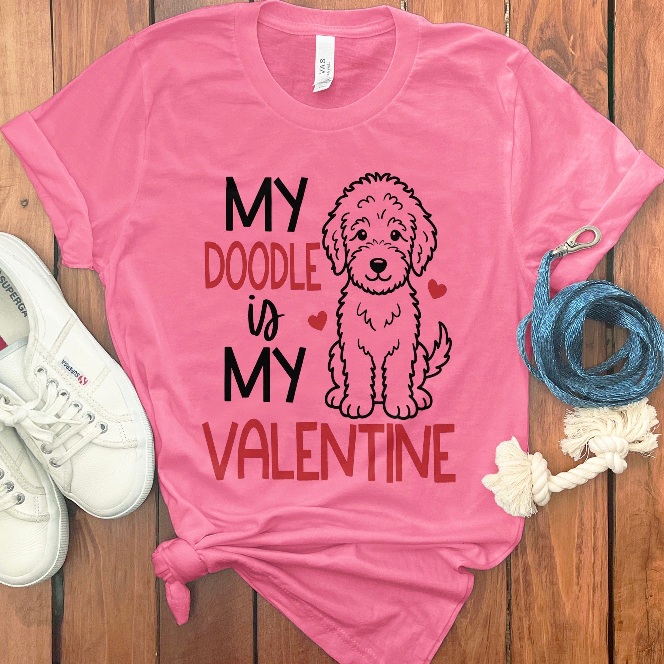 Doodle Is My Valentine T-Shirt in Charity Pink / S by Puppy Jo