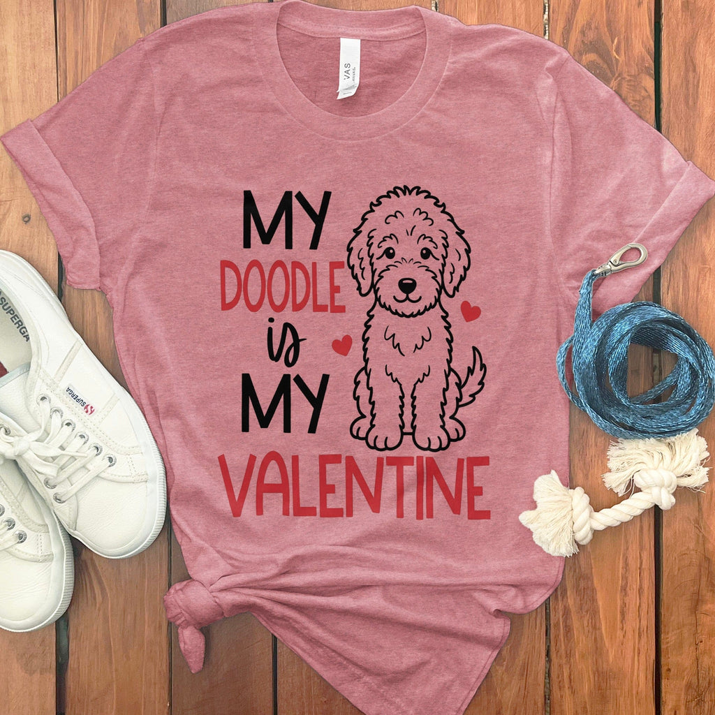 Doodle Is My Valentine T-Shirt in Heather Mauve / S by Puppy Jo