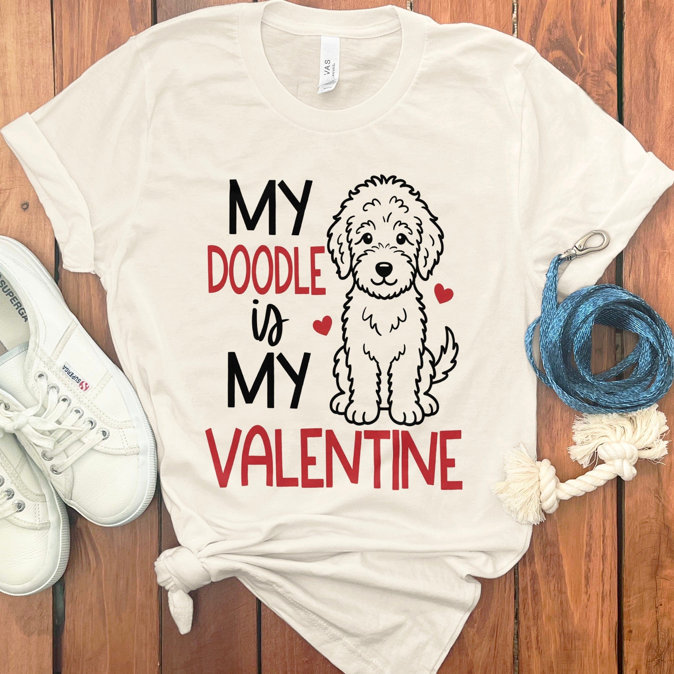 Doodle Is My Valentine T-Shirt in Natural / S by Puppy Jo