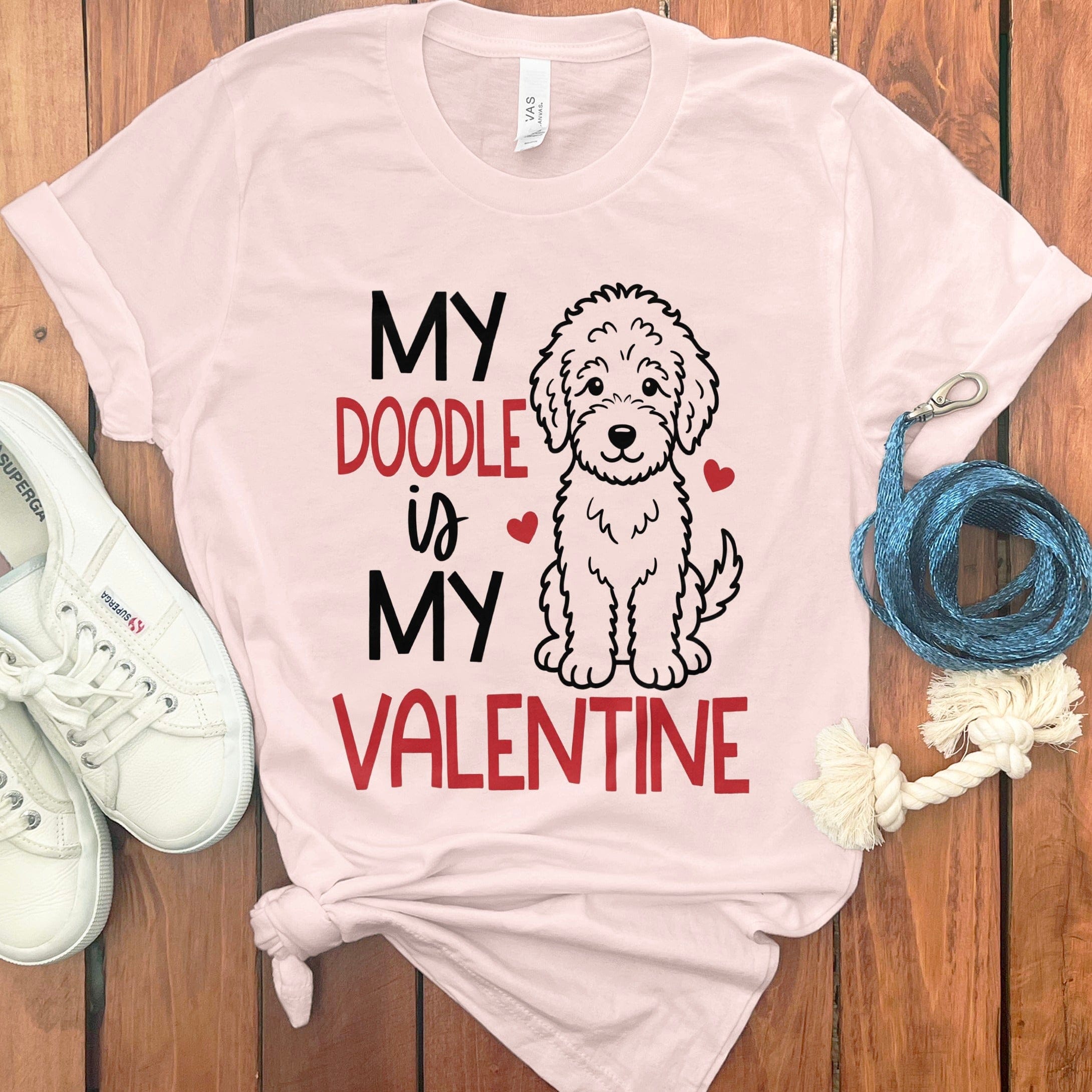 Doodle Is My Valentine T-Shirt in Soft Pink / S by Puppy Jo