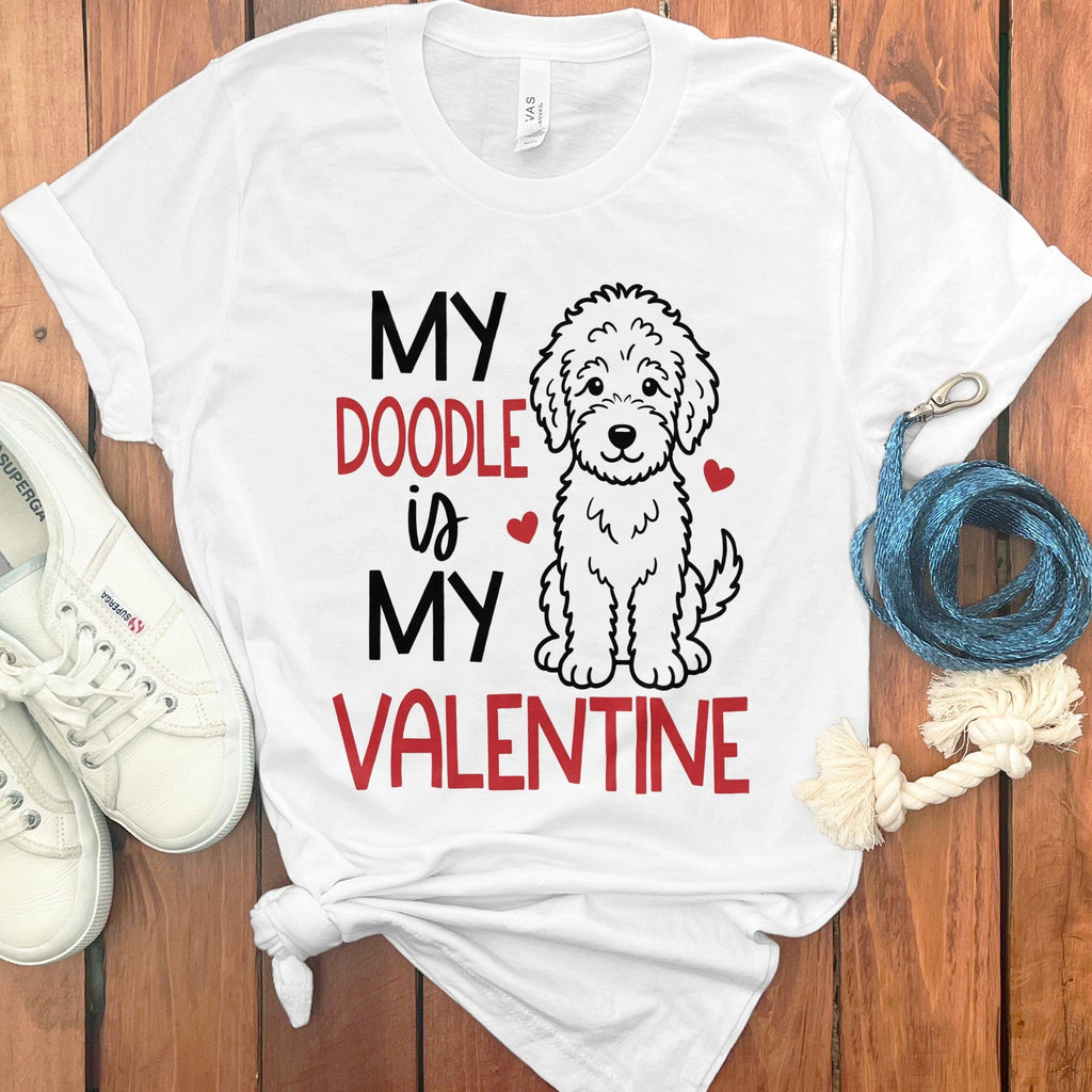 Doodle Is My Valentine T-Shirt in White / S by Puppy Jo