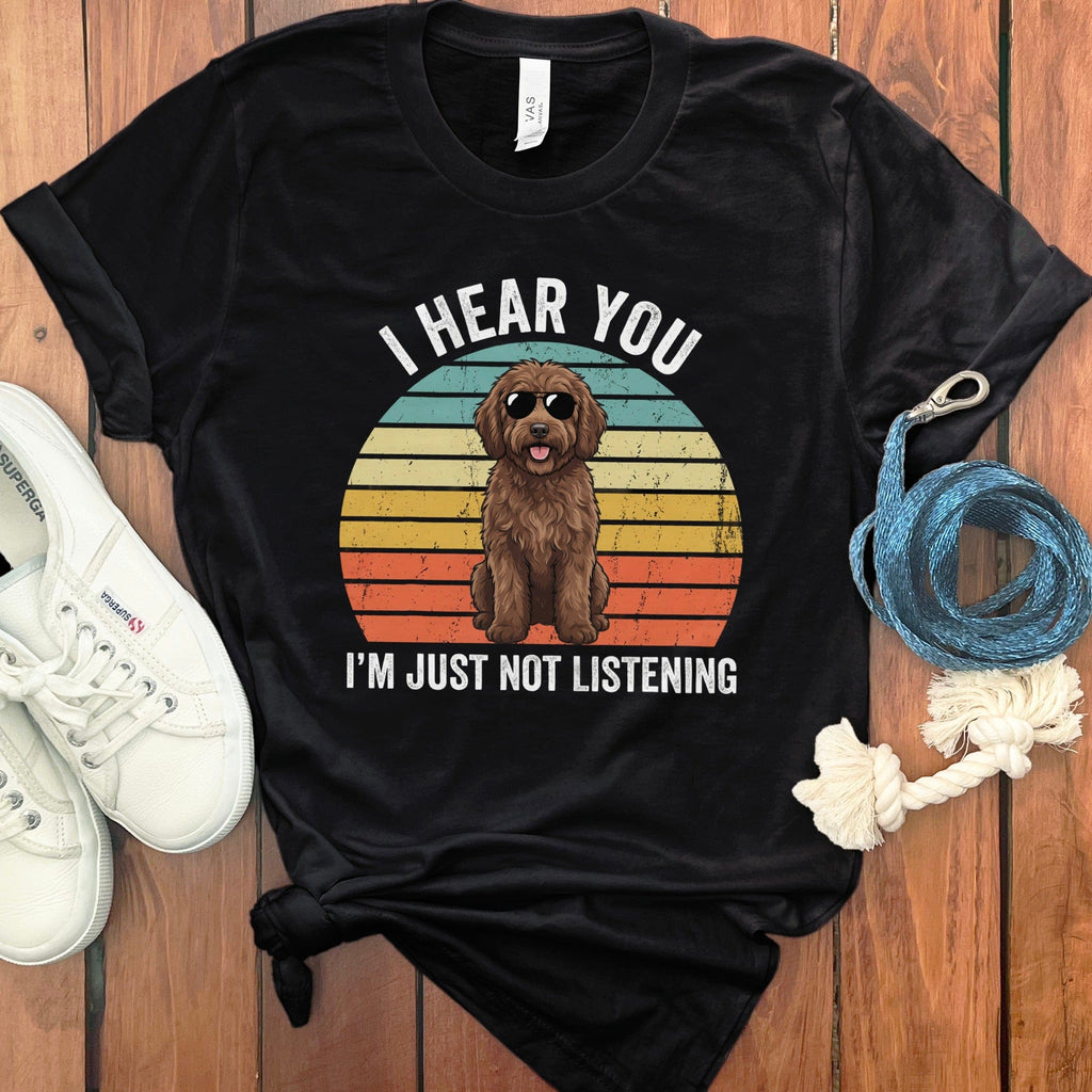 Doodle Just Not Listening T-Shirt in Black / S by Puppy Jo