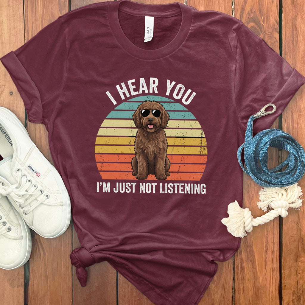 Doodle Just Not Listening T-Shirt in Maroon / S by Puppy Jo