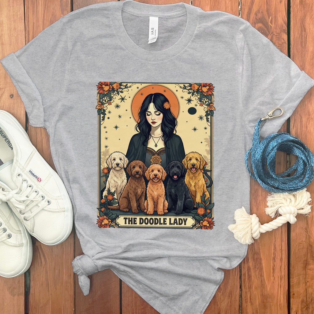 Doodle Lady Tarot T-Shirt in Athletic Heather / S by Puppy Jo