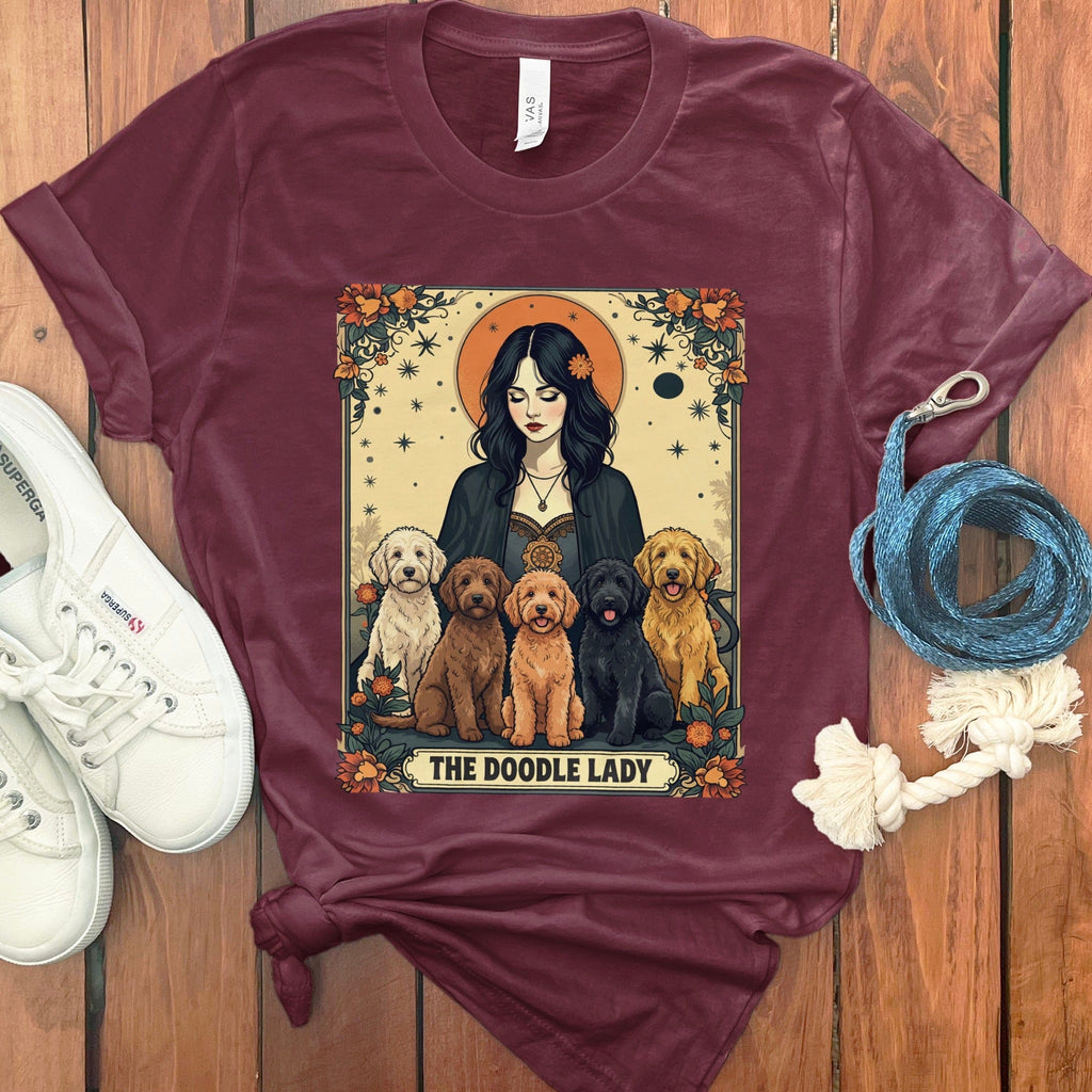 Doodle Lady Tarot T-Shirt in Maroon / S by Puppy Jo
