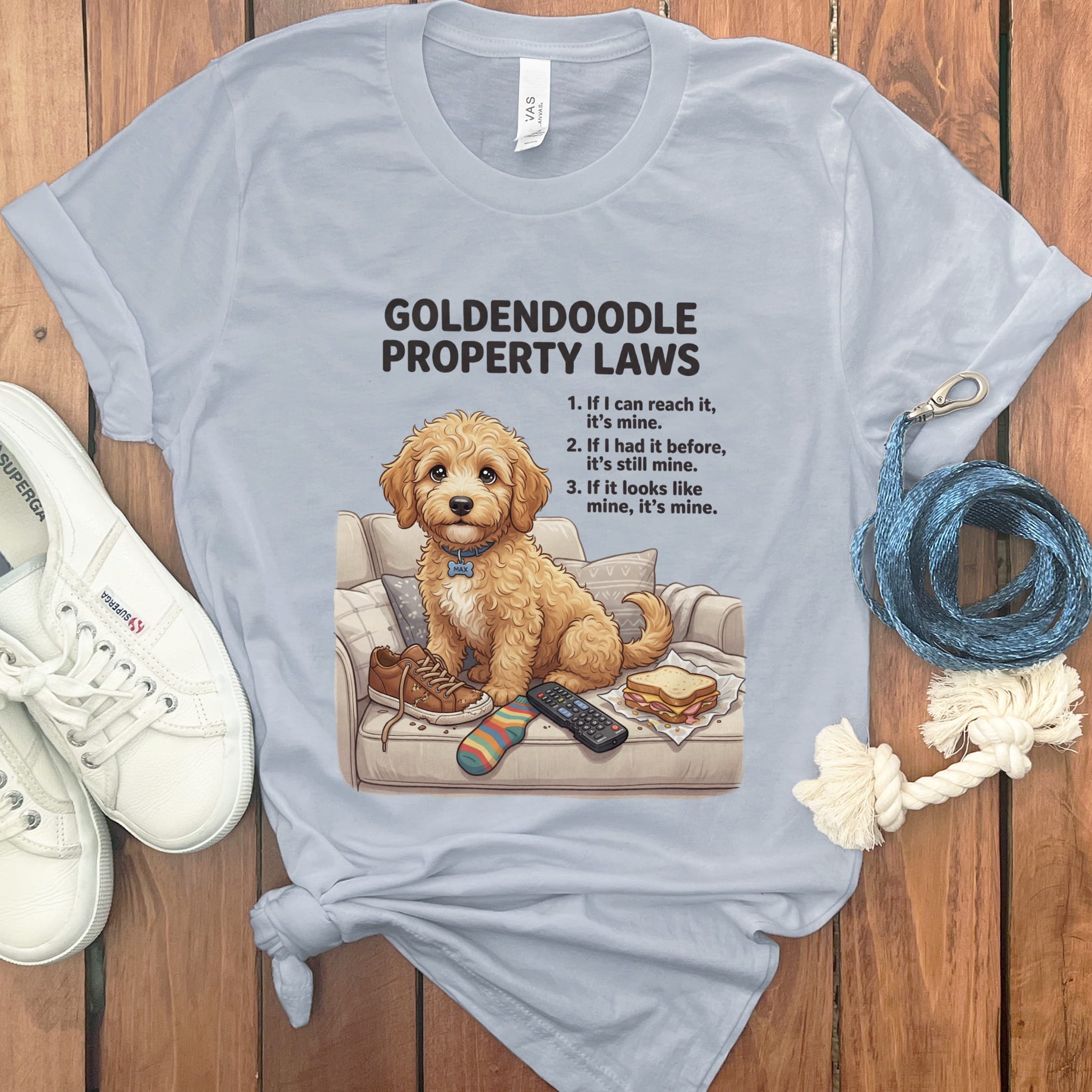Doodle Laws T-Shirt in Light Blue / S by Puppy Jo
