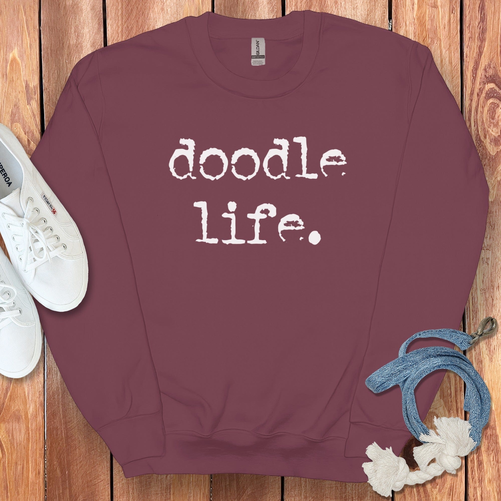 Doodle Life Sweatshirt in Maroon / S by Puppy Jo