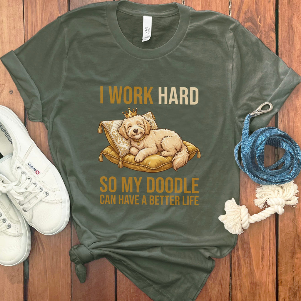 Doodle Life T-Shirt in Military Green / S by Puppy Jo