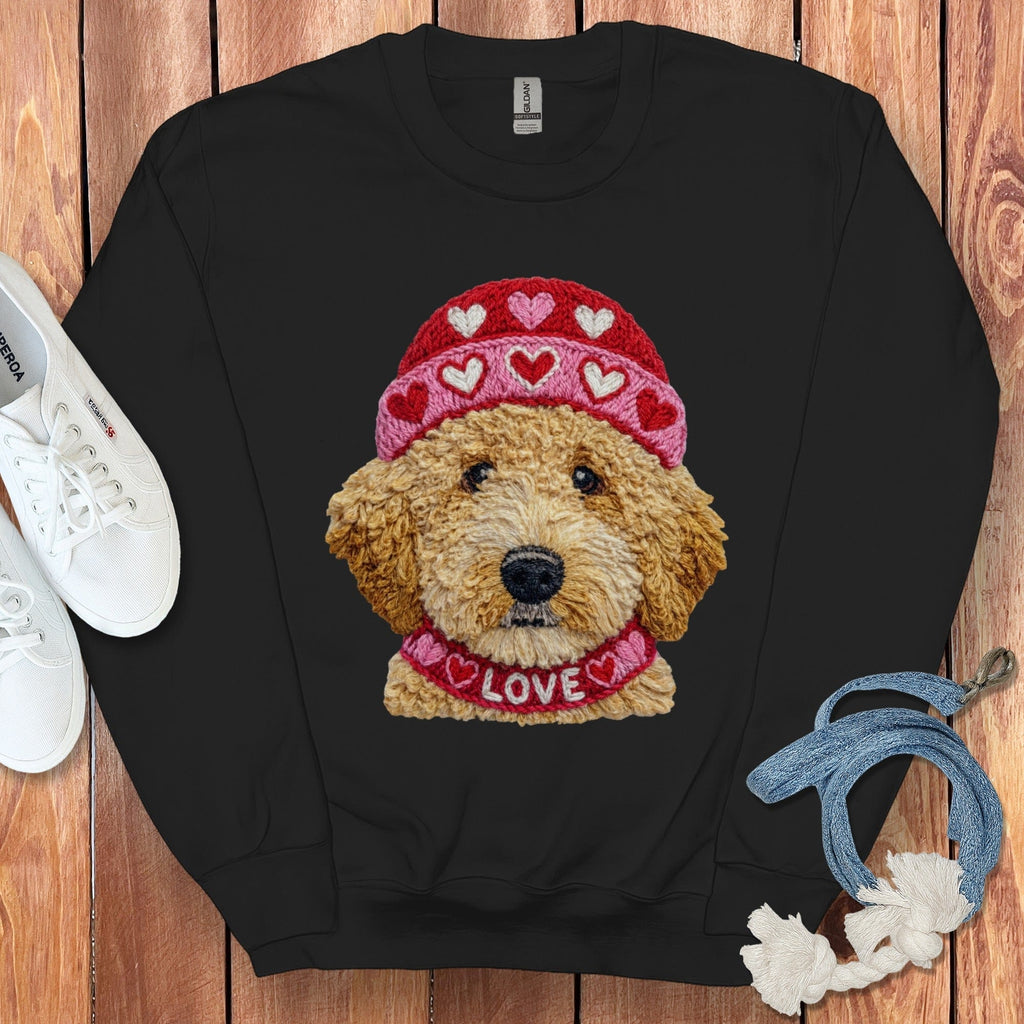 Doodle Love Cap Sweatshirt in Black / S by Puppy Jo