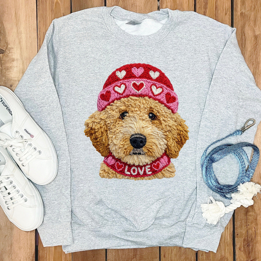 Doodle Love Cap Sweatshirt in Sport Grey / S by Puppy Jo