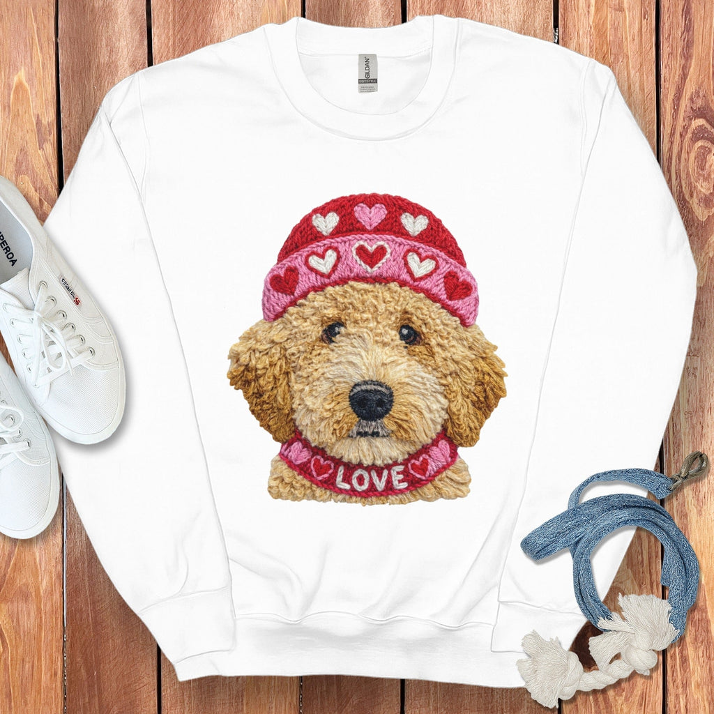 Doodle Love Cap Sweatshirt in White / S by Puppy Jo