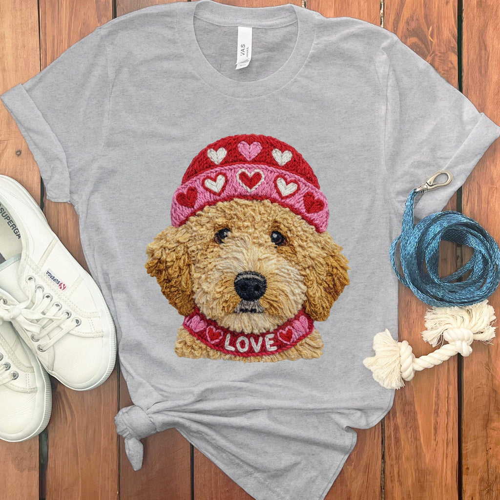 Doodle Love Cap T-Shirt in Athletic Heather / S by Puppy Jo