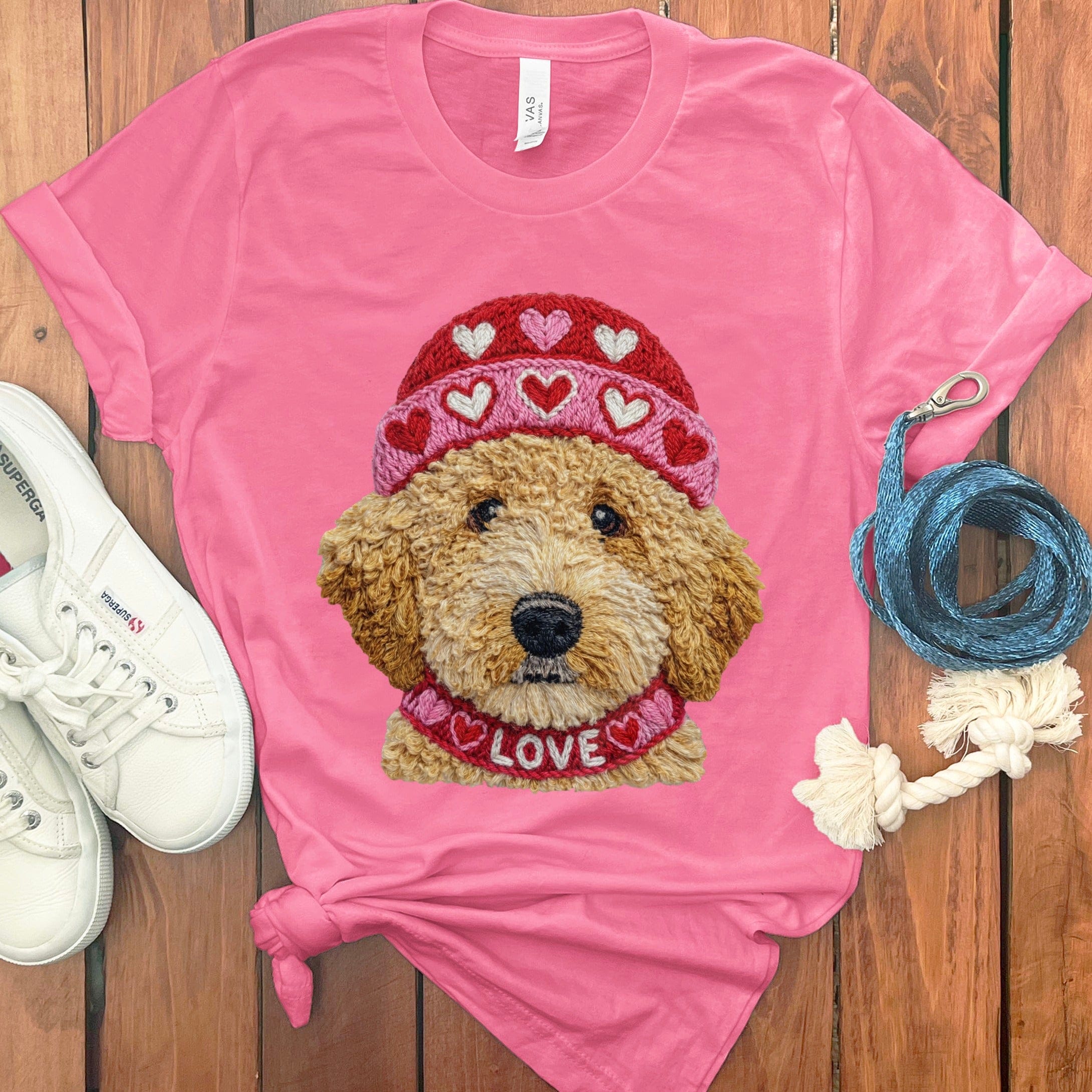 Doodle Love Cap T-Shirt in Charity Pink / S by Puppy Jo