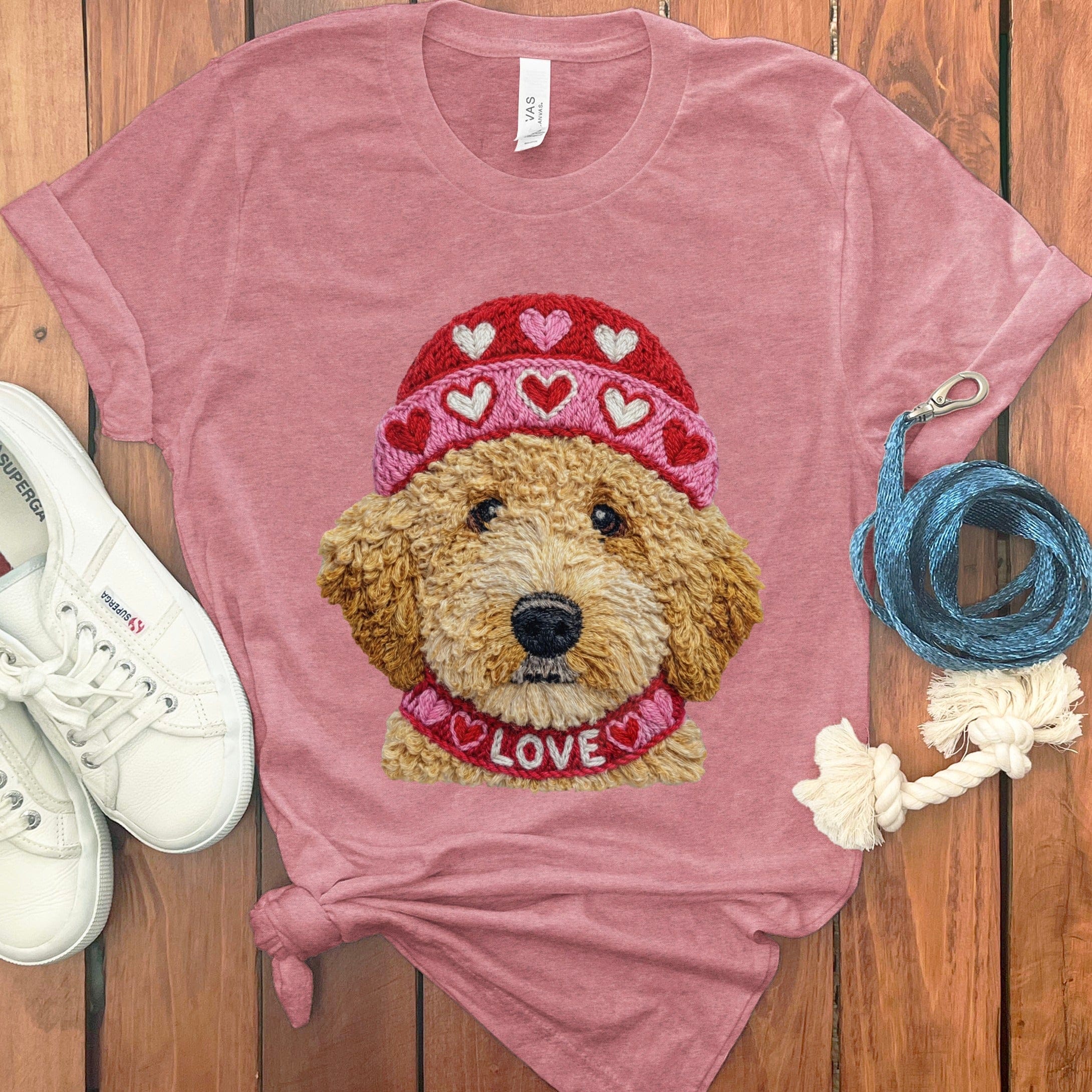 Doodle Love Cap T-Shirt in Heather Mauve / S by Puppy Jo