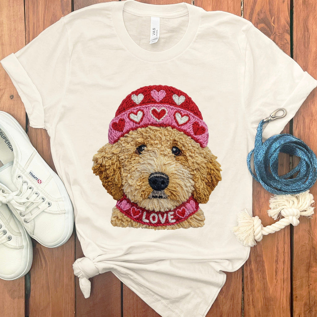 Doodle Love Cap T-Shirt in Natural / S by Puppy Jo
