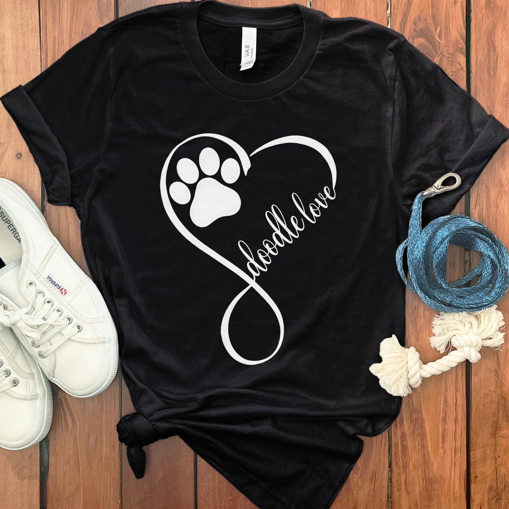 Doodle Love Script T-Shirt in Black / S by Puppy Jo
