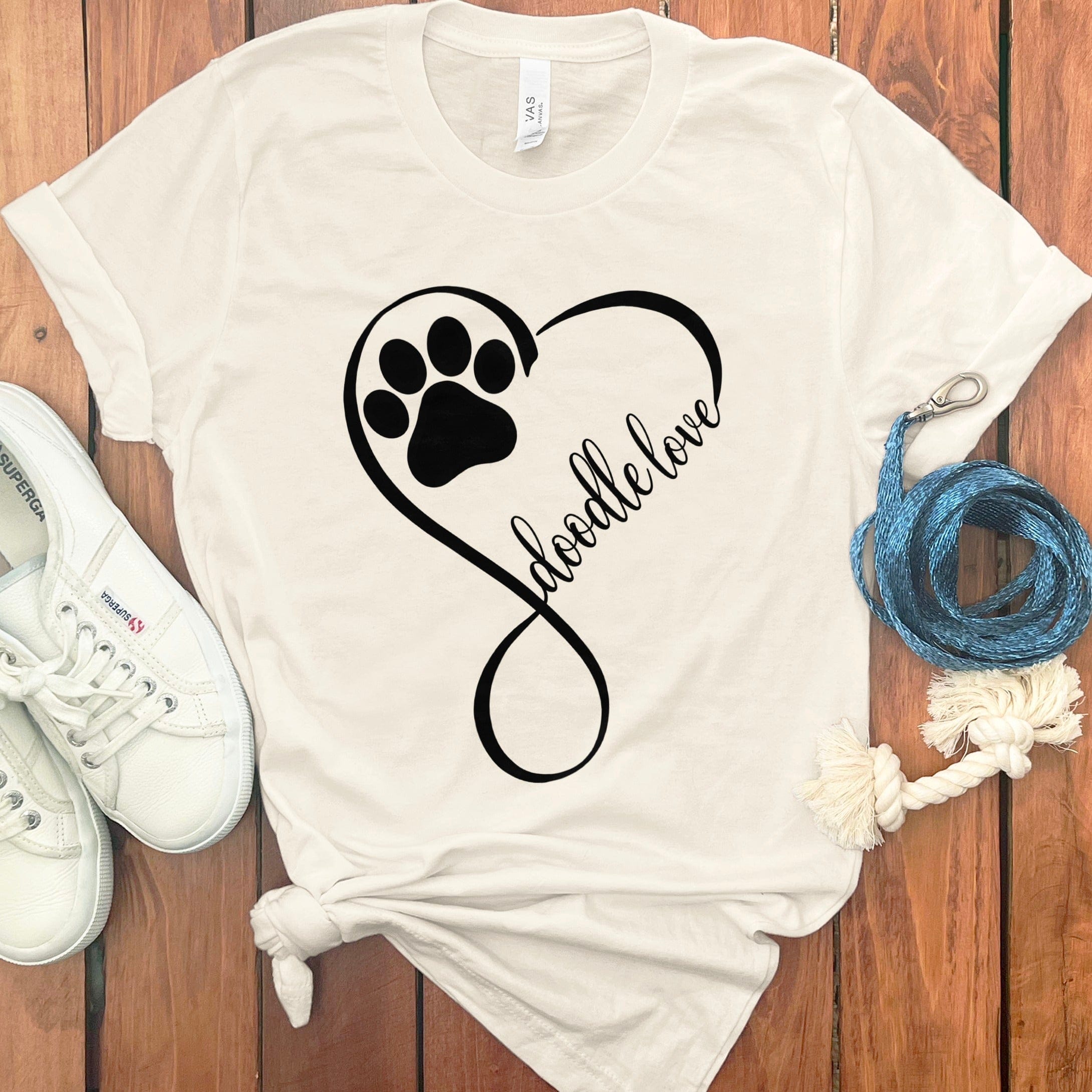 Doodle Love Script T-Shirt in Natural / S by Puppy Jo